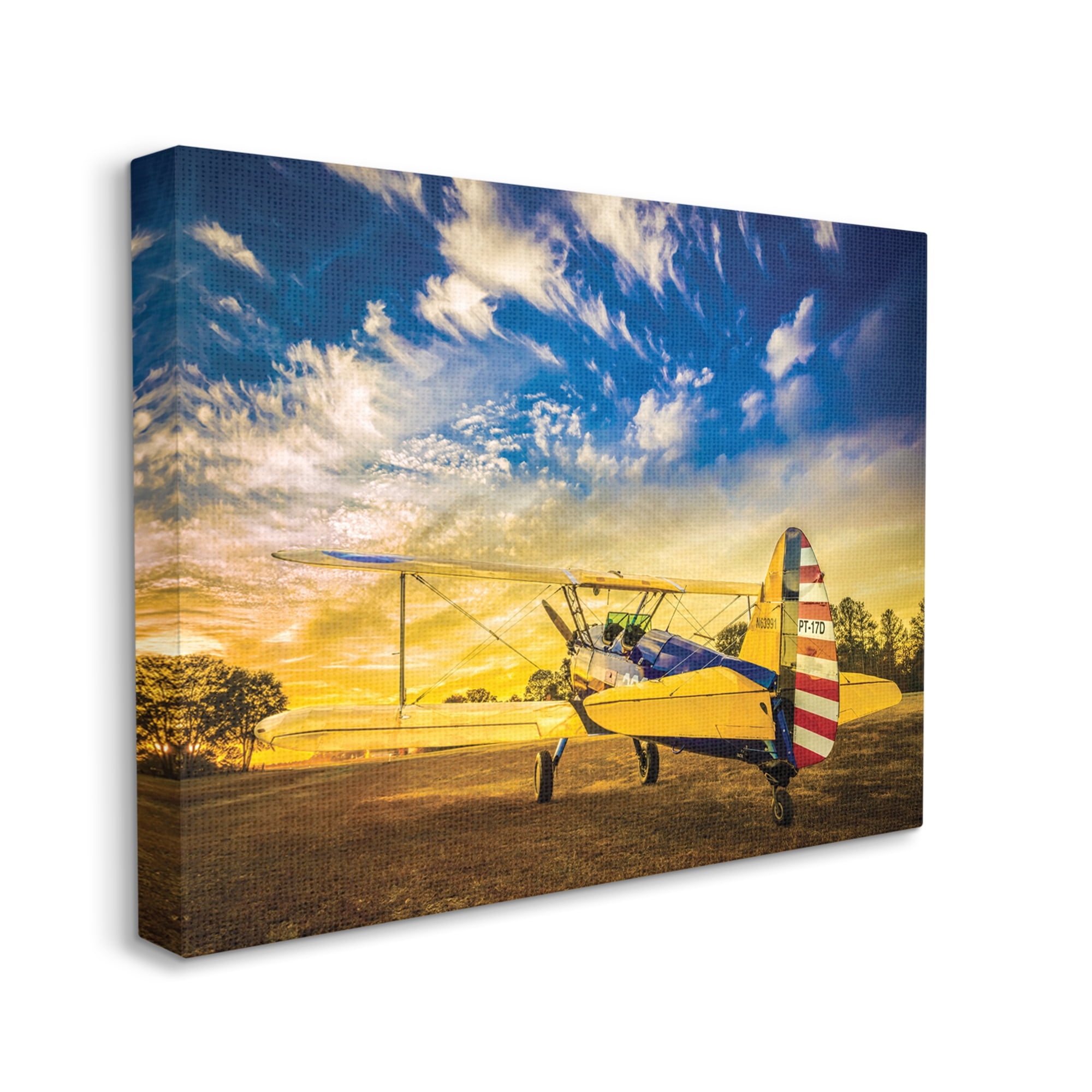 Stupell Industries Americana Plane Open Field Early Evening Sky,36 x 48,Designed by John Slemp