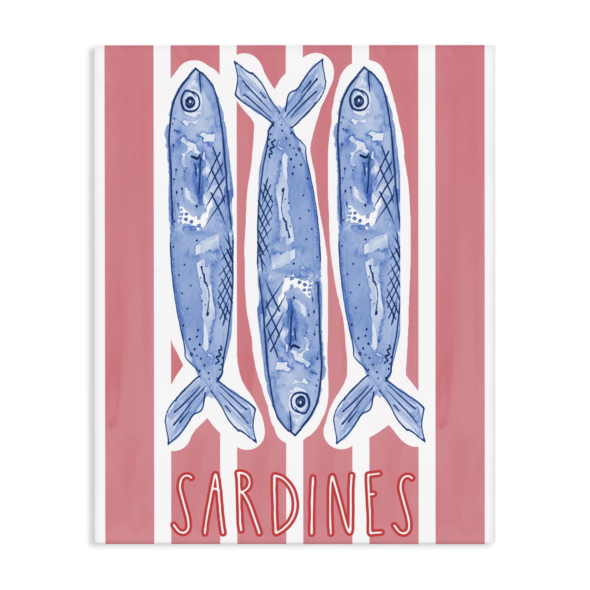 Stupell Industries Americana Sardines on Pink Stripes Canvas Wall Art, design by Nola James