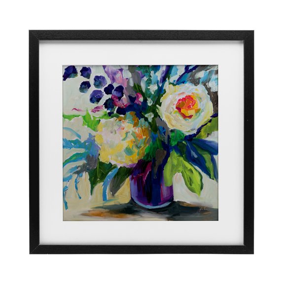 Stupell Industries Amethyst Flower Bouquet Black Framed Print Under Glass design by Jeanette Vertentes, 13 x 13