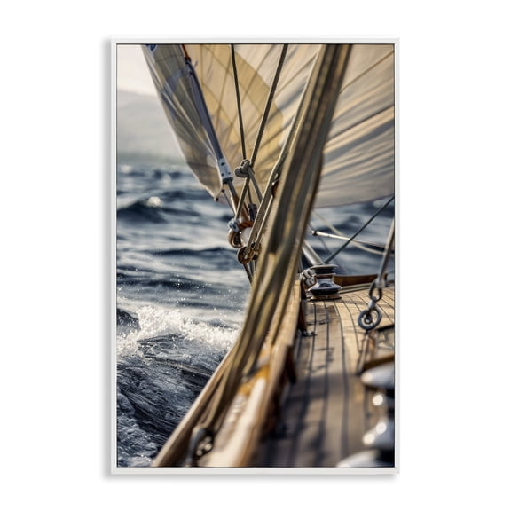 Stupell Industries Amidst The Blurring Sea Transportation Photography White Framed Art Print Wall Art, 12 x 18