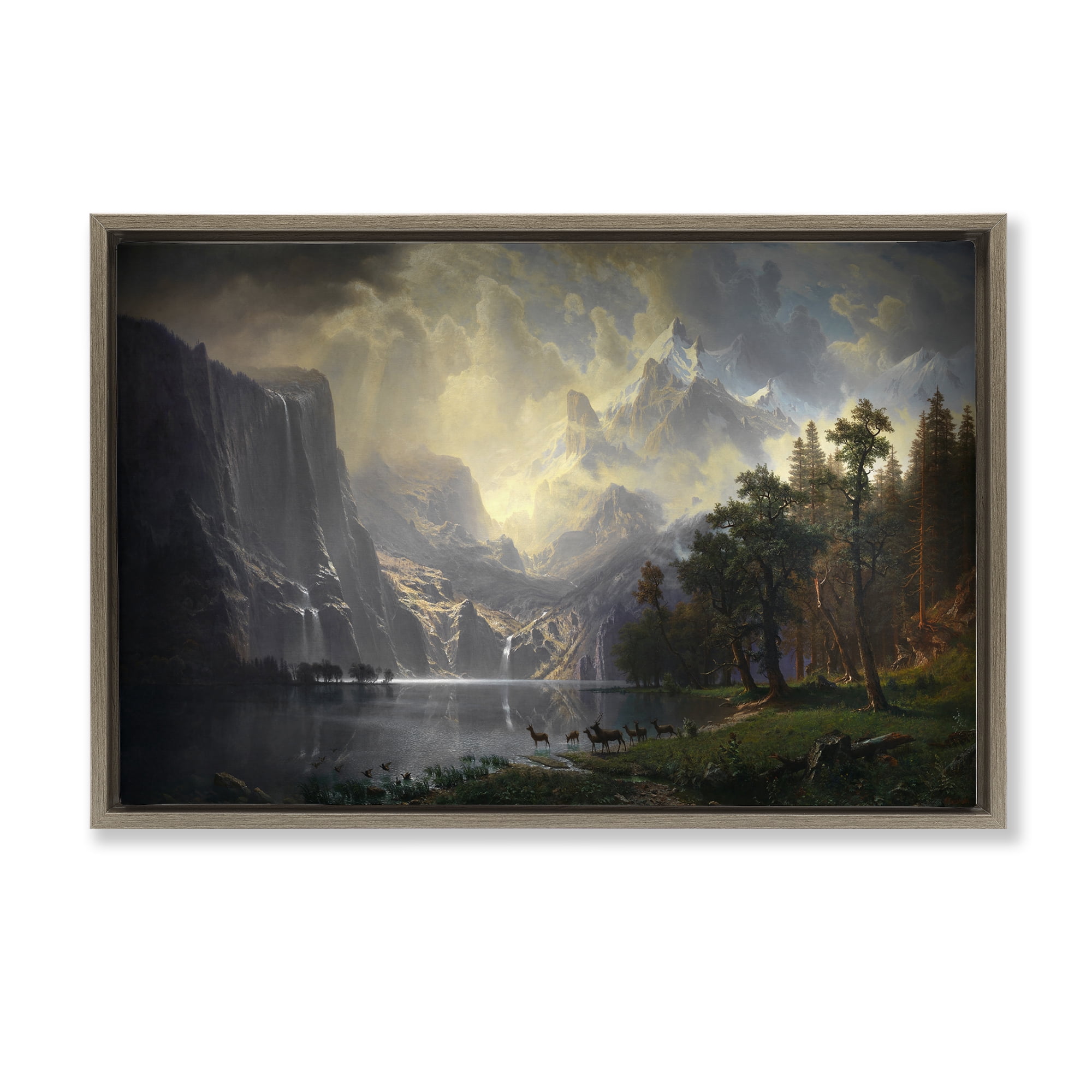 Stupell Industries Among Sierra Nevada Mountains Landscape & Nature Painting Brown Floater Framed Canvas Art Print Wall Art, 25 x 17