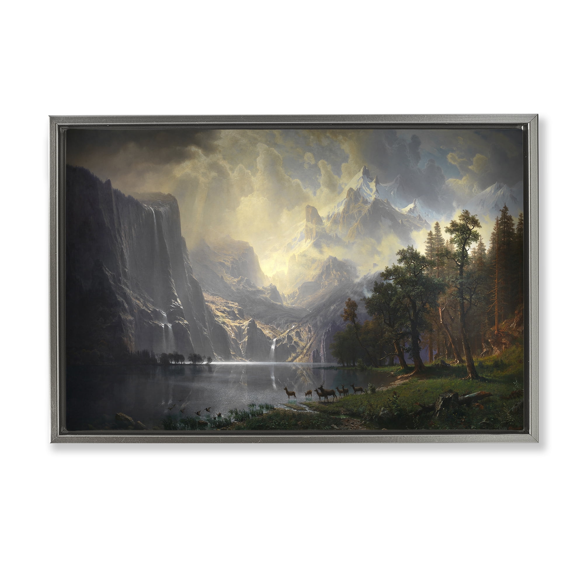 Stupell Industries Among Sierra Nevada Mountains Landscape & Nature Painting Gray Floater Framed Canvas Art Print Wall Art, 25 x 17