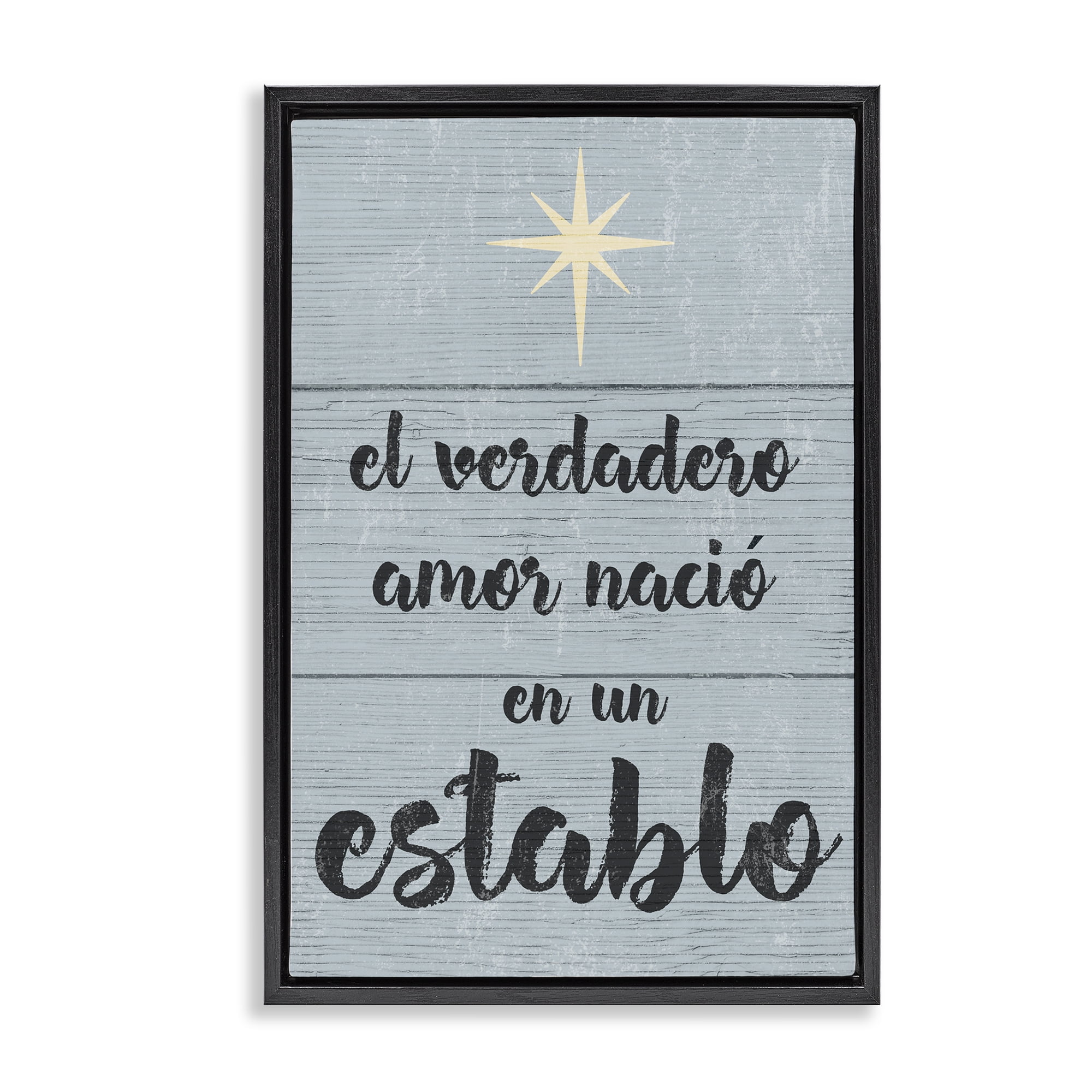 Stupell Industries Amor Verdadero en un Establo Holiday Painting Black Floater Framed Art Print Wall Art, 17 x 25