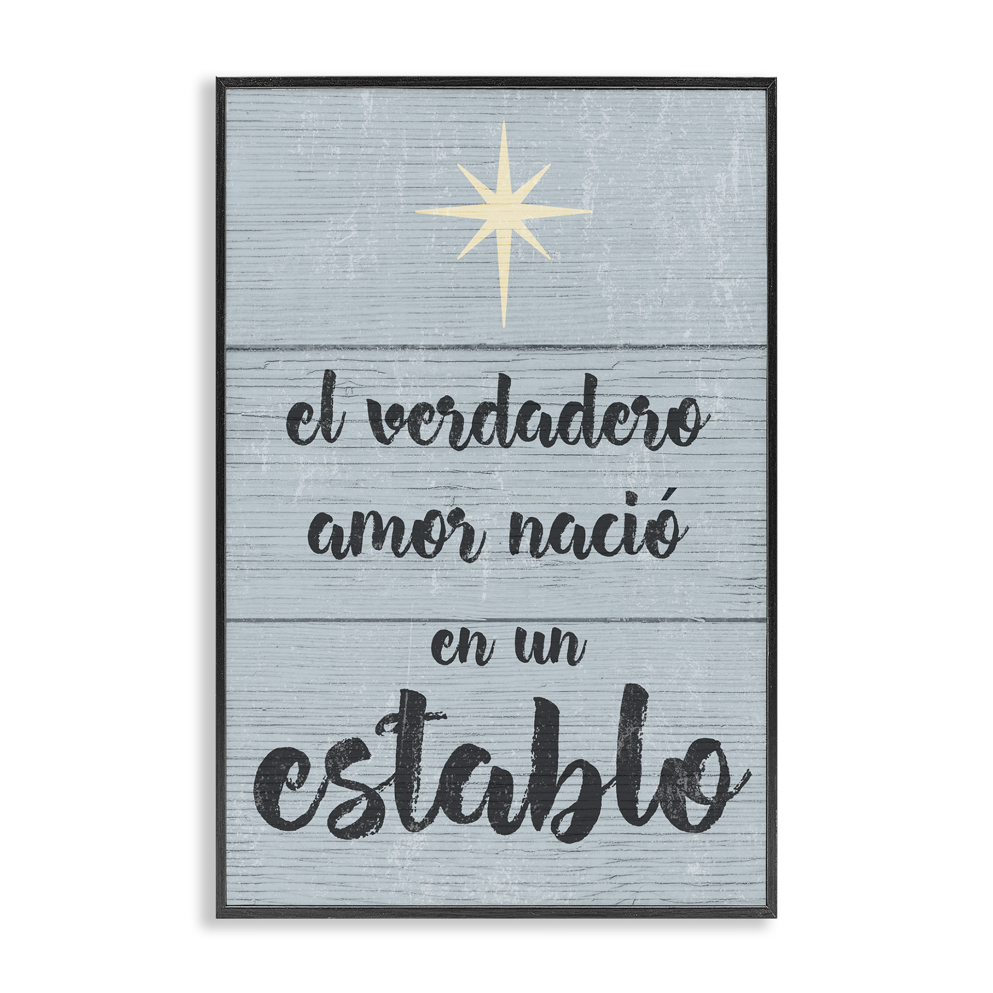 Stupell Industries Amor Verdadero en un Establo Holiday Painting Black Framed Art Print Wall Art, 12 x 18