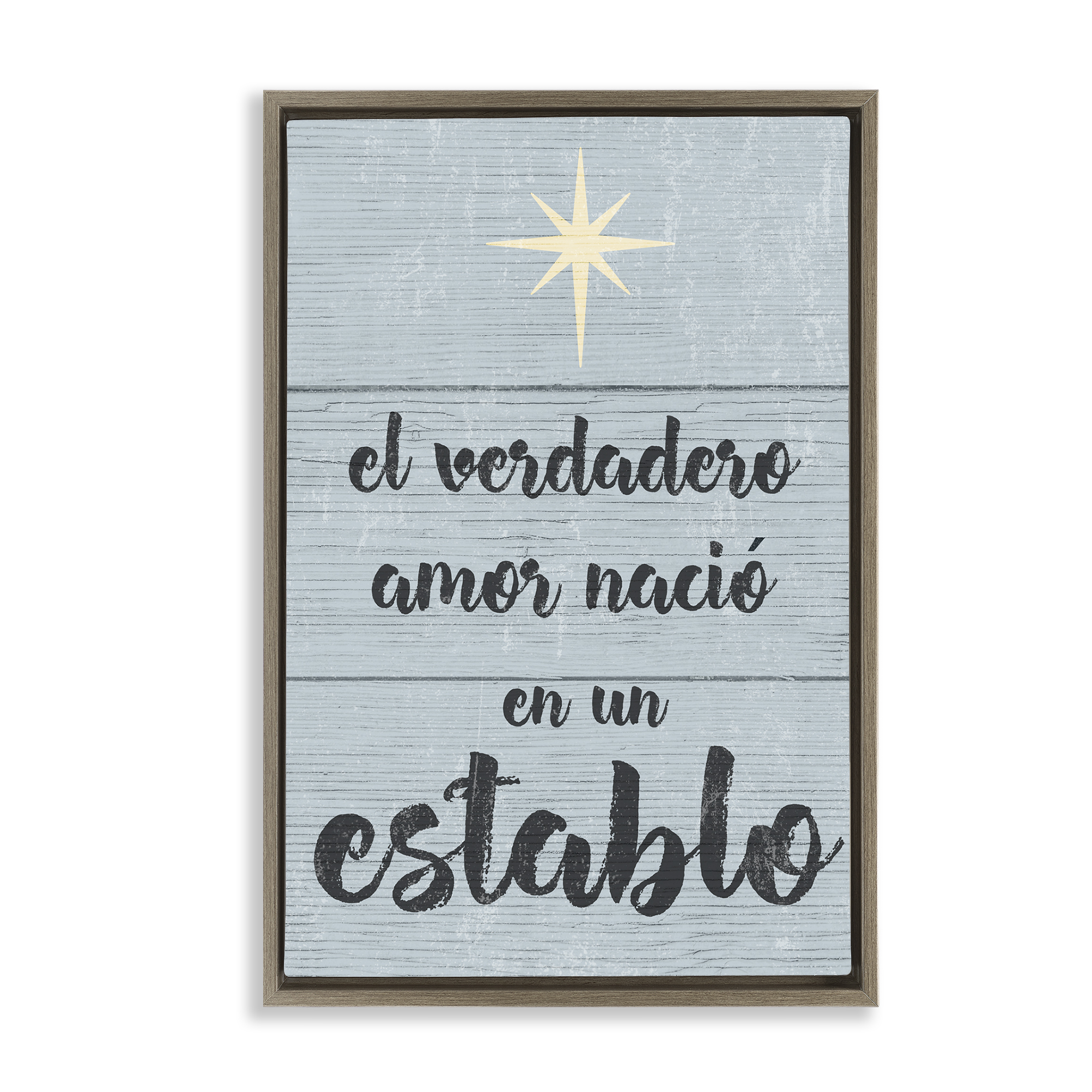 Stupell Industries Amor Verdadero en un Establo Holiday Painting Brown Floater Framed Art Print Wall Art, 21 x 31