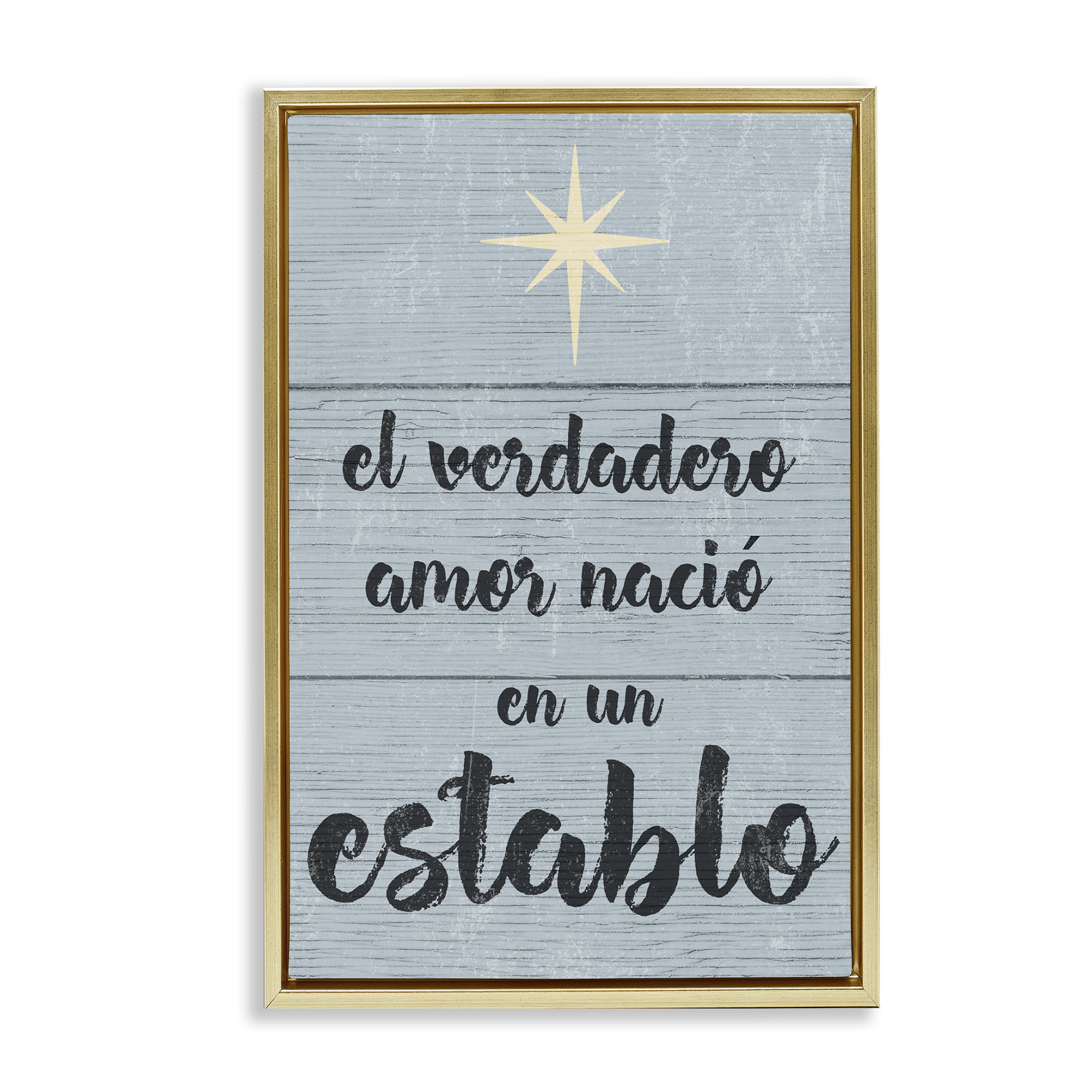 Stupell Industries Amor Verdadero en un Establo Holiday Painting Gold Floater Framed Art Print Wall Art, 17 x 25