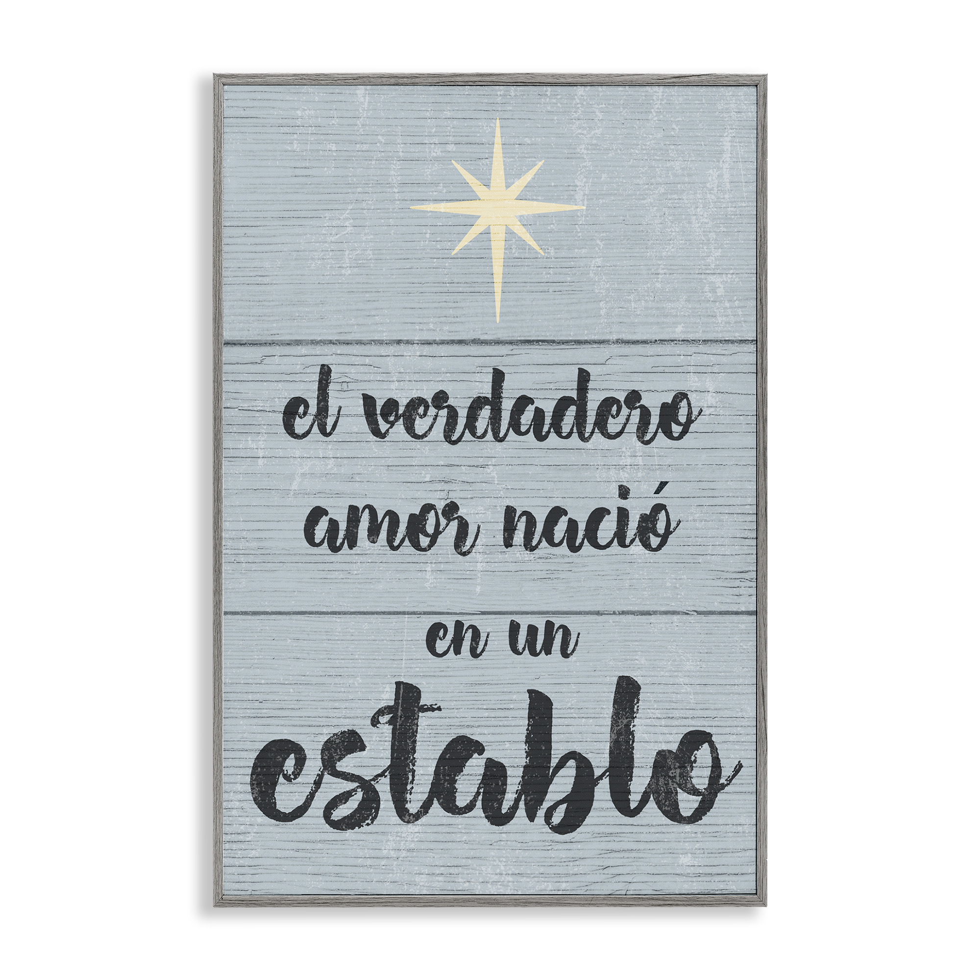 Stupell Industries Amor Verdadero en un Establo Holiday Painting Gray Framed Art Print Wall Art, 12 x 18
