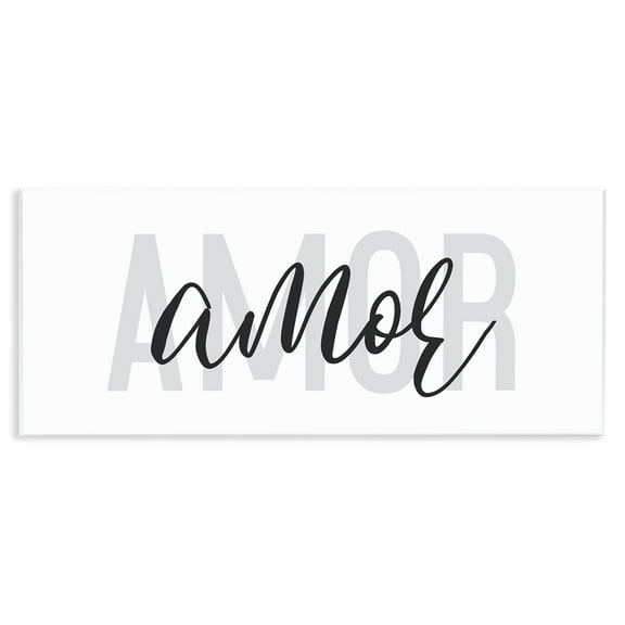 Stupell Industries Amor con Diseño Minimalista Typography and Symbols Painting Unframed Art Print Wall Art, 17 x 7