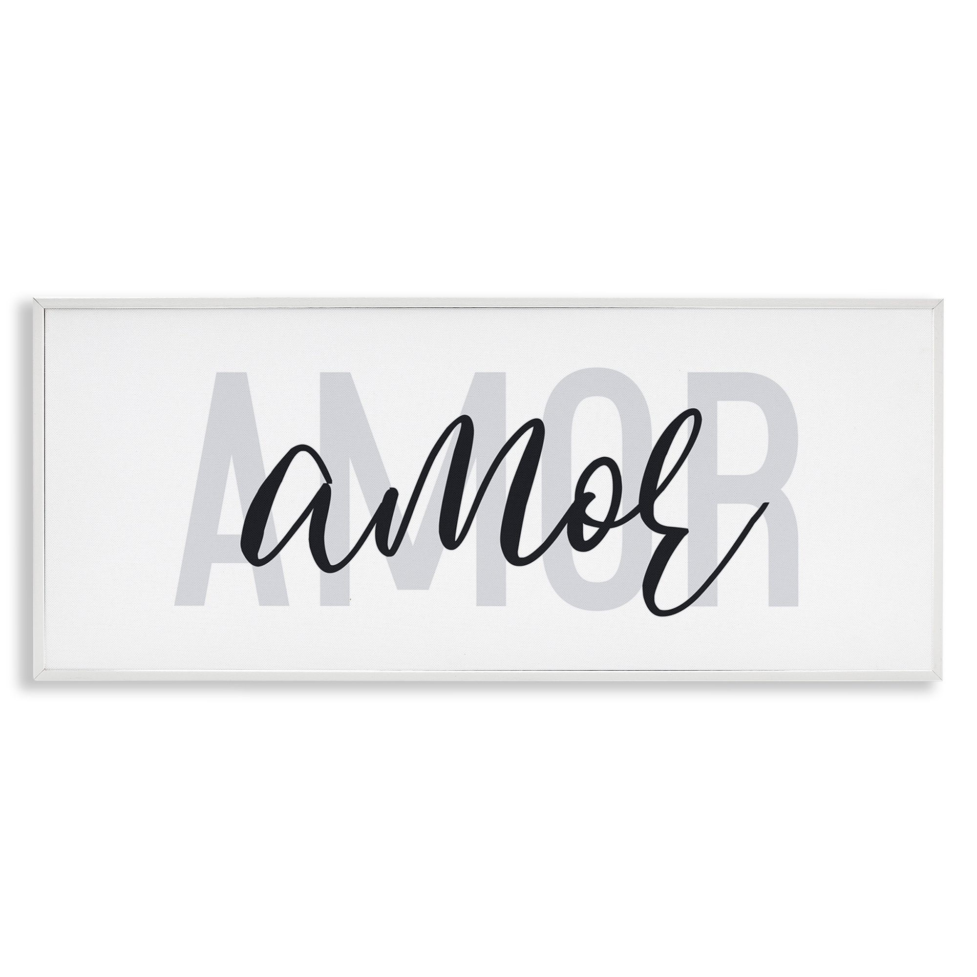 Stupell Industries Amor con Diseño Minimalista Typography and Symbols Painting White Framed Art Print Wall Art, 30 x 13