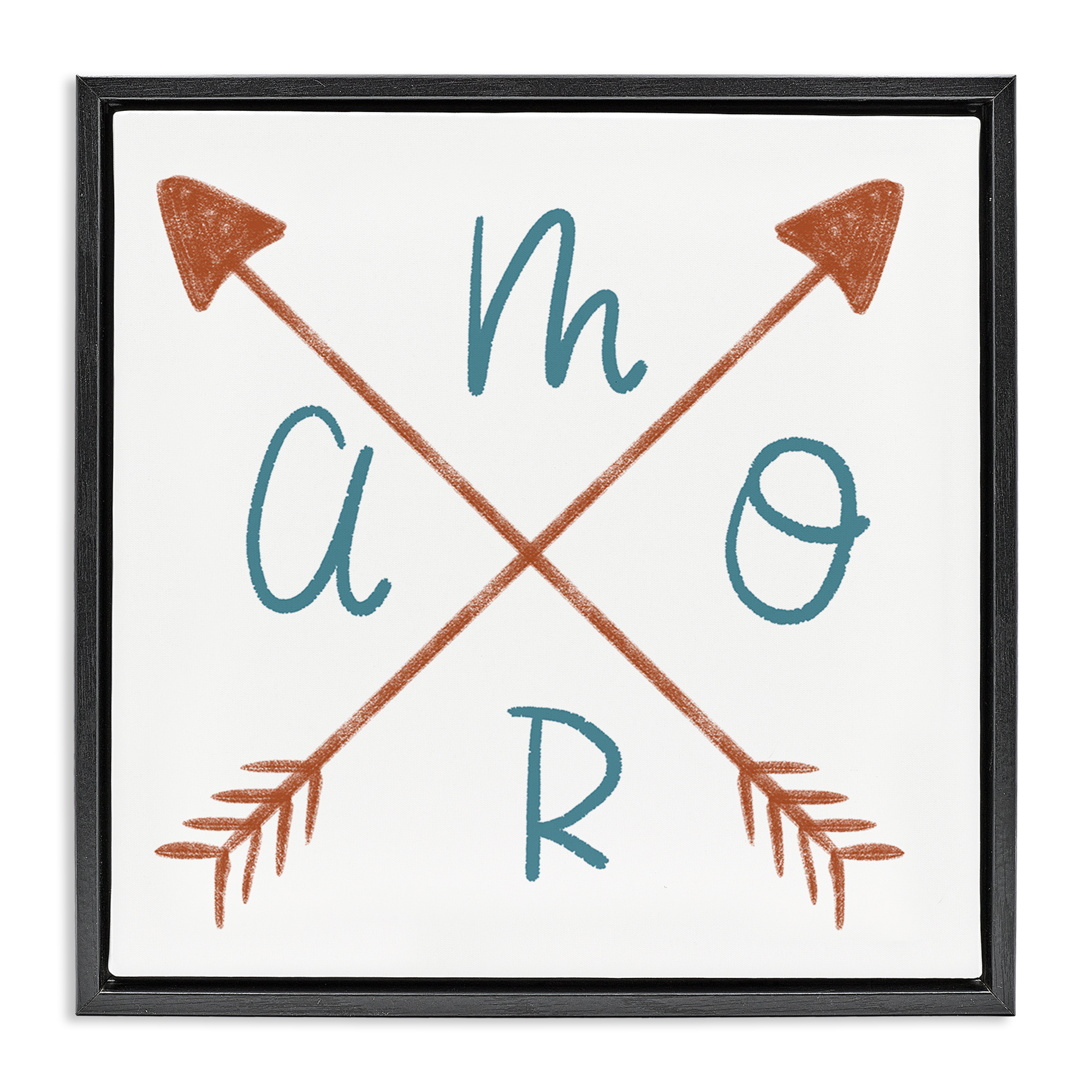 Stupell Industries Amor con Flechas Cruzadas Typography and Symbols Painting Black Floater Framed Art Print Wall Art, 25 x 25