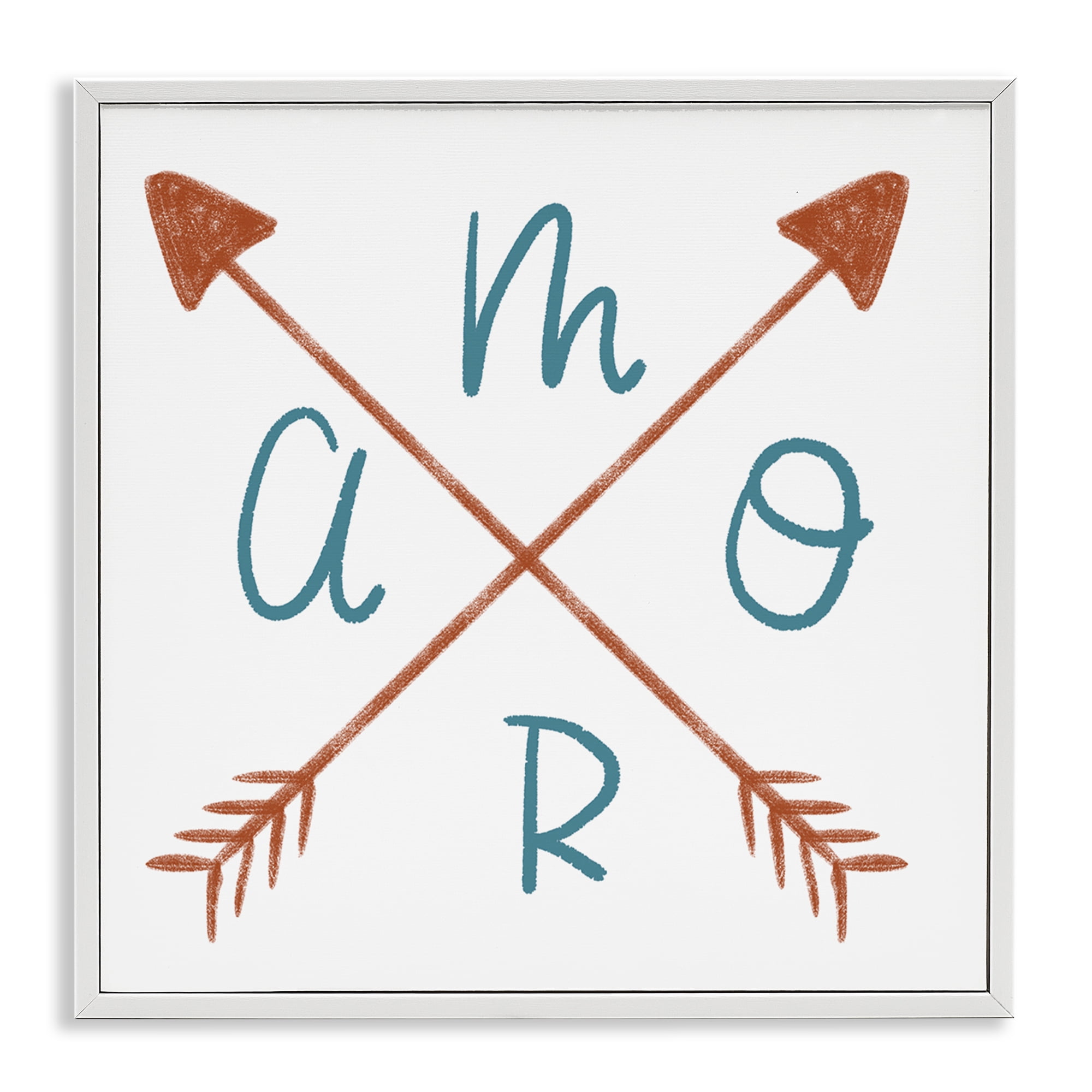 Stupell Industries Amor con Flechas Cruzadas Typography and Symbols Painting White Framed Art Print Wall Art, 12 x 12