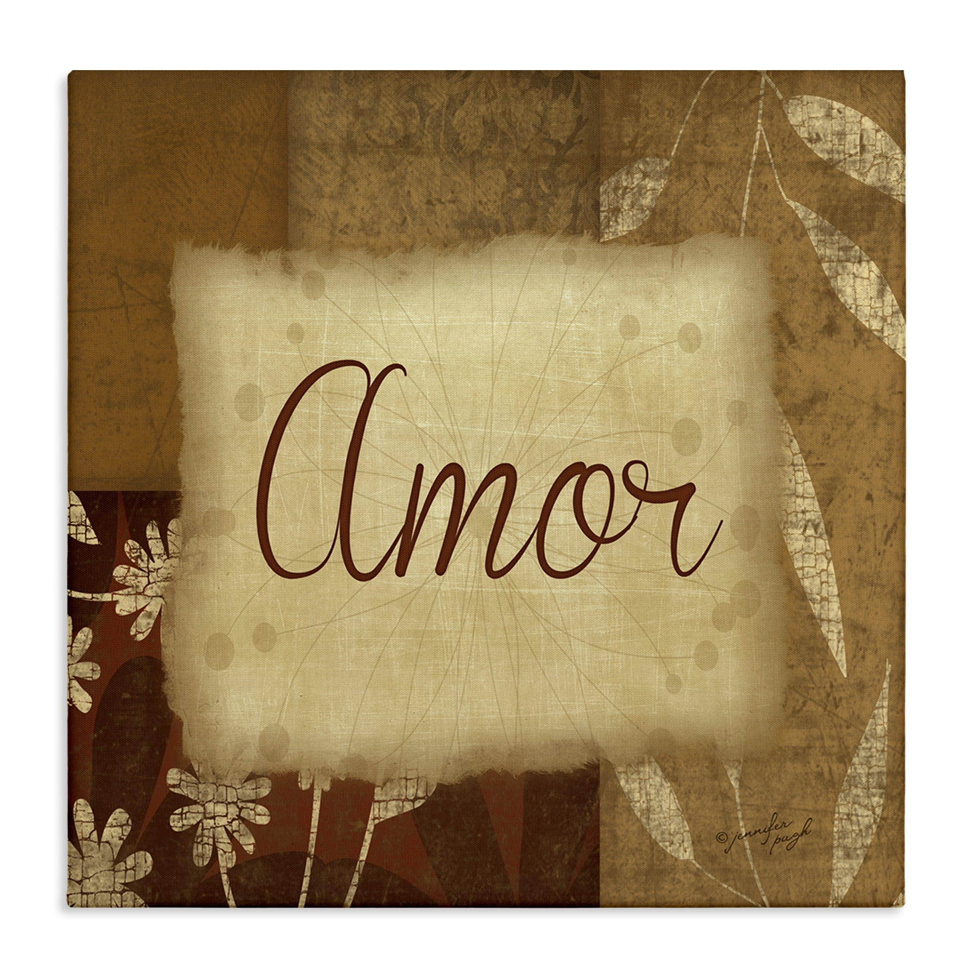 Stupell Industries Amor con Flores Tradicionales Typography and Symbols Painting Wrapped Canvas Art Print Wall Art, 30 x 30