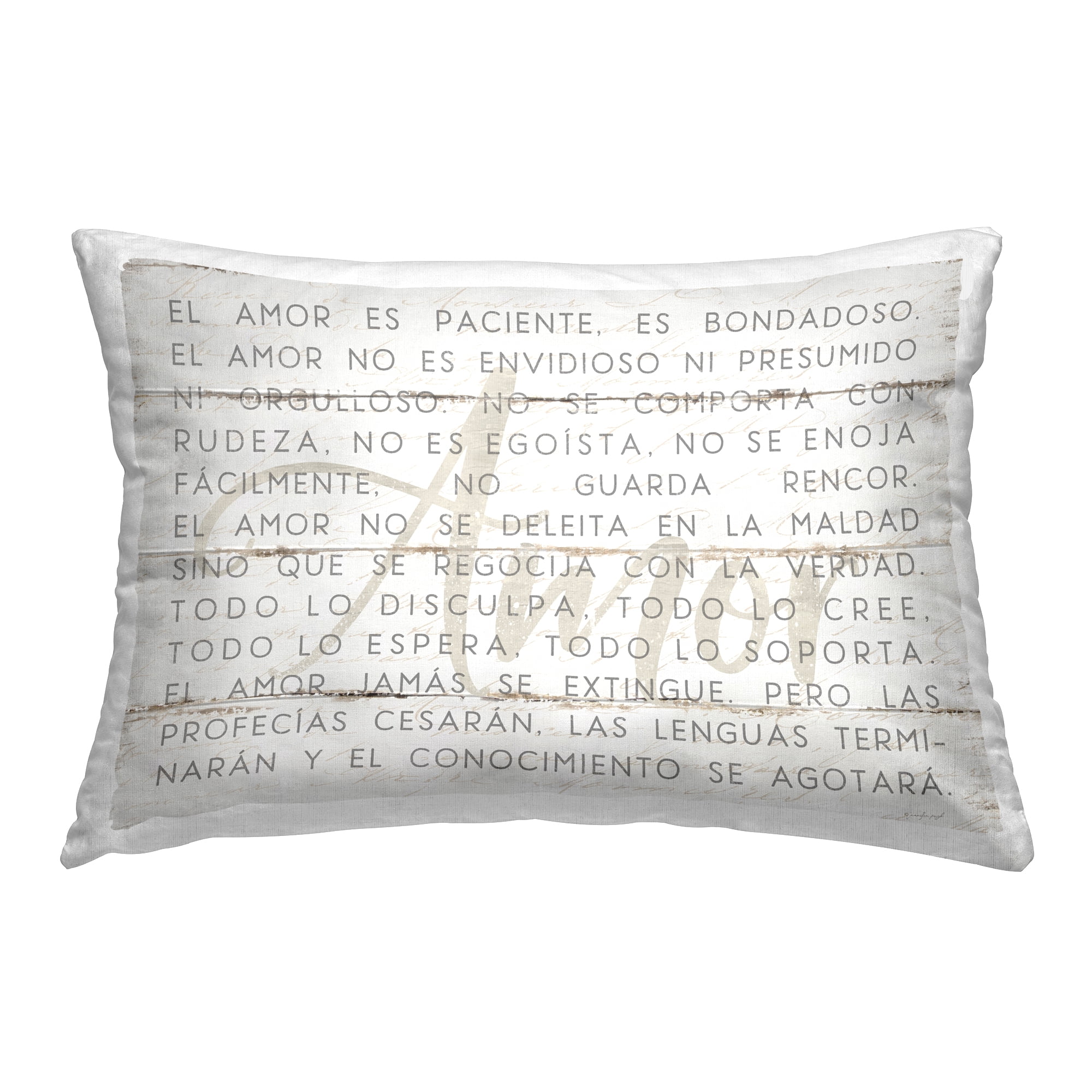 Stupell Industries Amor es Paciente y Bondadoso Decorative Printed Throw Pillow, 14 x 7 x 20