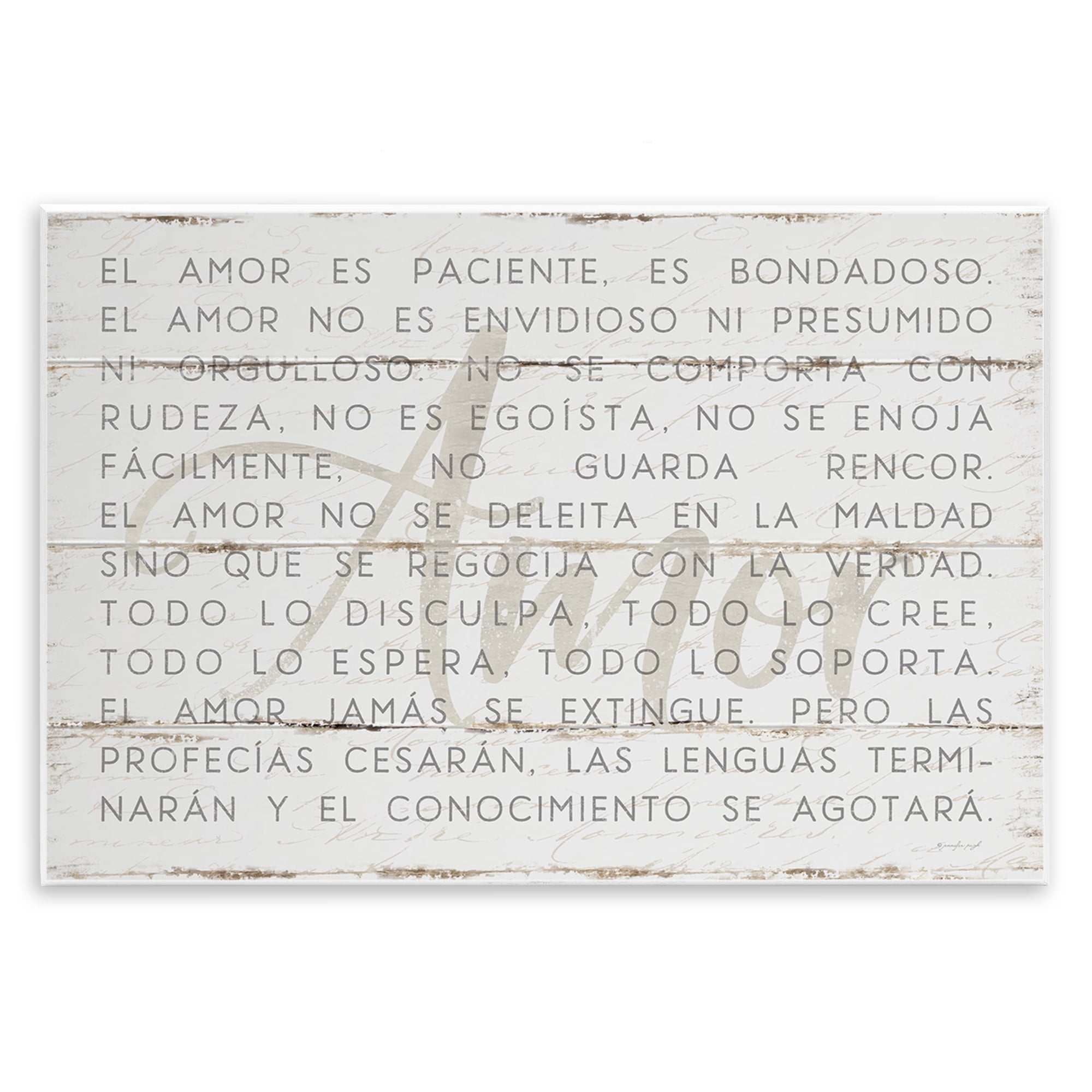 Stupell Industries Amor es Paciente y Bondadoso Inspirational Quotes & Sayings Painting Unframed Art Print Wall Art, 15 x 10