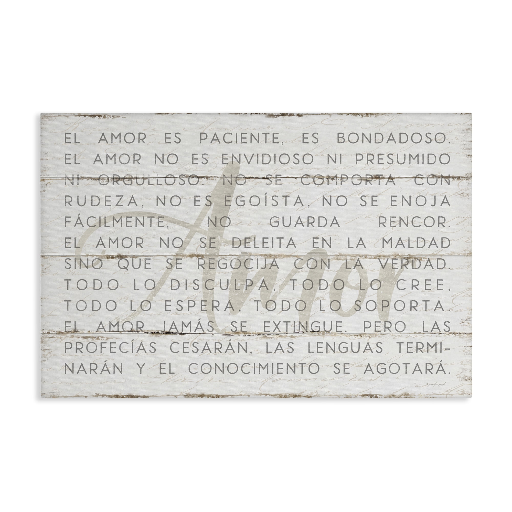 Stupell Industries Amor es Paciente y Bondadoso Inspirational Quotes & Sayings Painting Wrapped Canvas Art Print Wall Art, 30 x 20