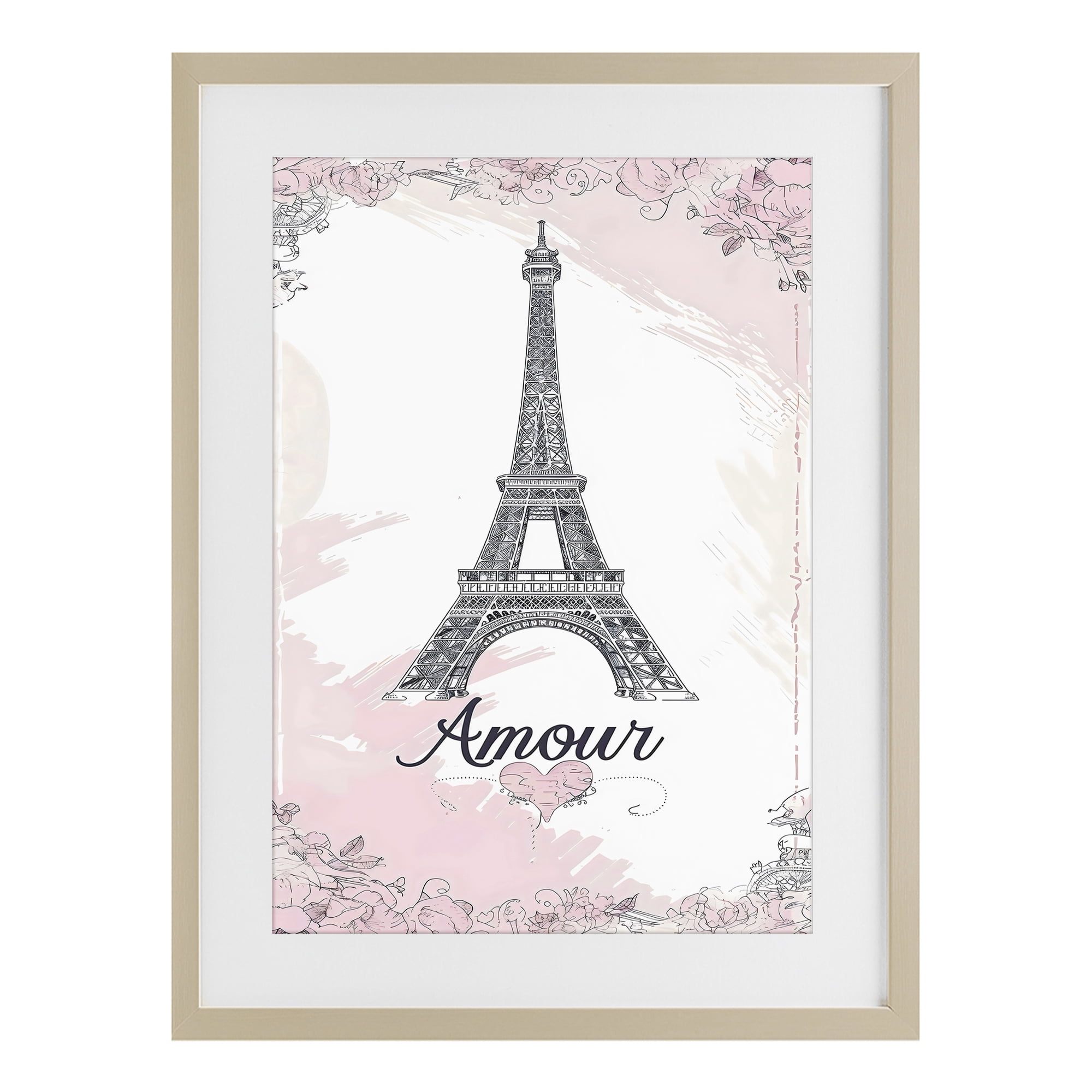Stupell Industries Amour Vintage Eiffel Tower Birch Framed Print Under Glass, design by Creative Studio