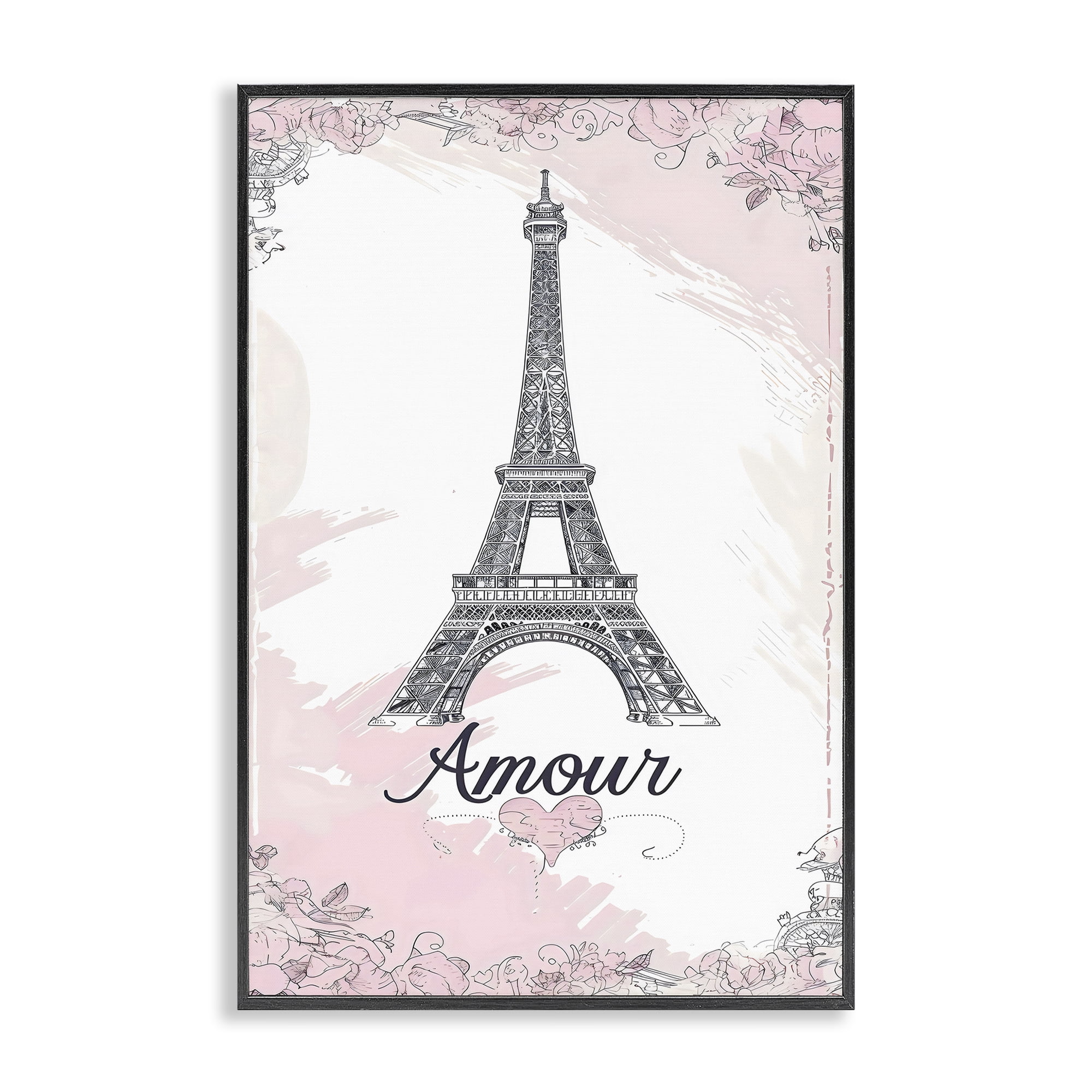 Stupell Industries Amour Vintage Eiffel Tower Black Framed Giclee Art, design by Creative Studio