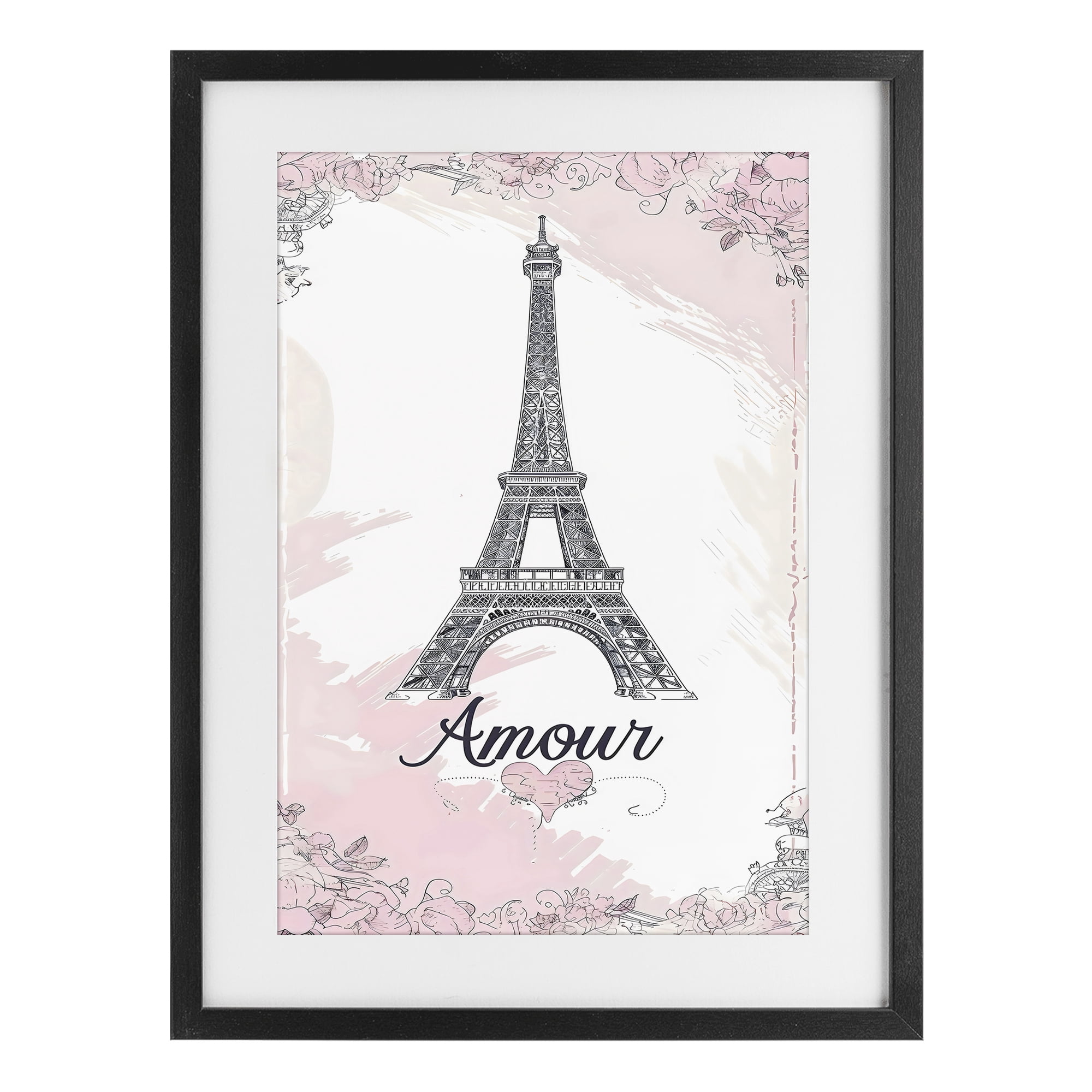 Stupell Industries Amour Vintage Eiffel Tower Black Framed Print Under Glass, design by Creative Studio
