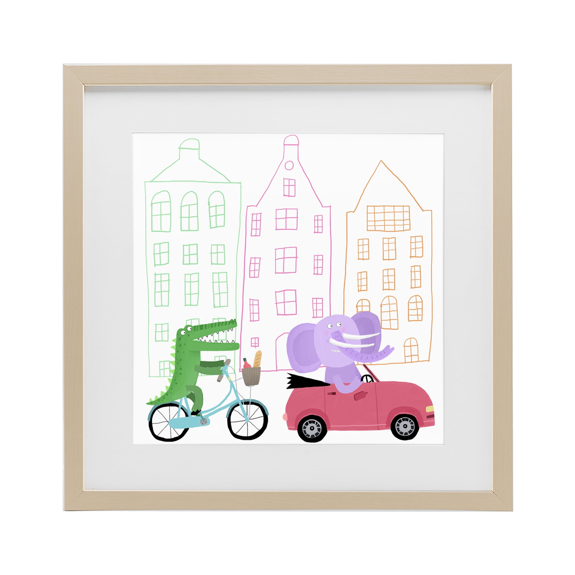 Stupell Industries Amsterdam Buildings & Animals Birch Framed Print Under Glass, design by Carla Daly