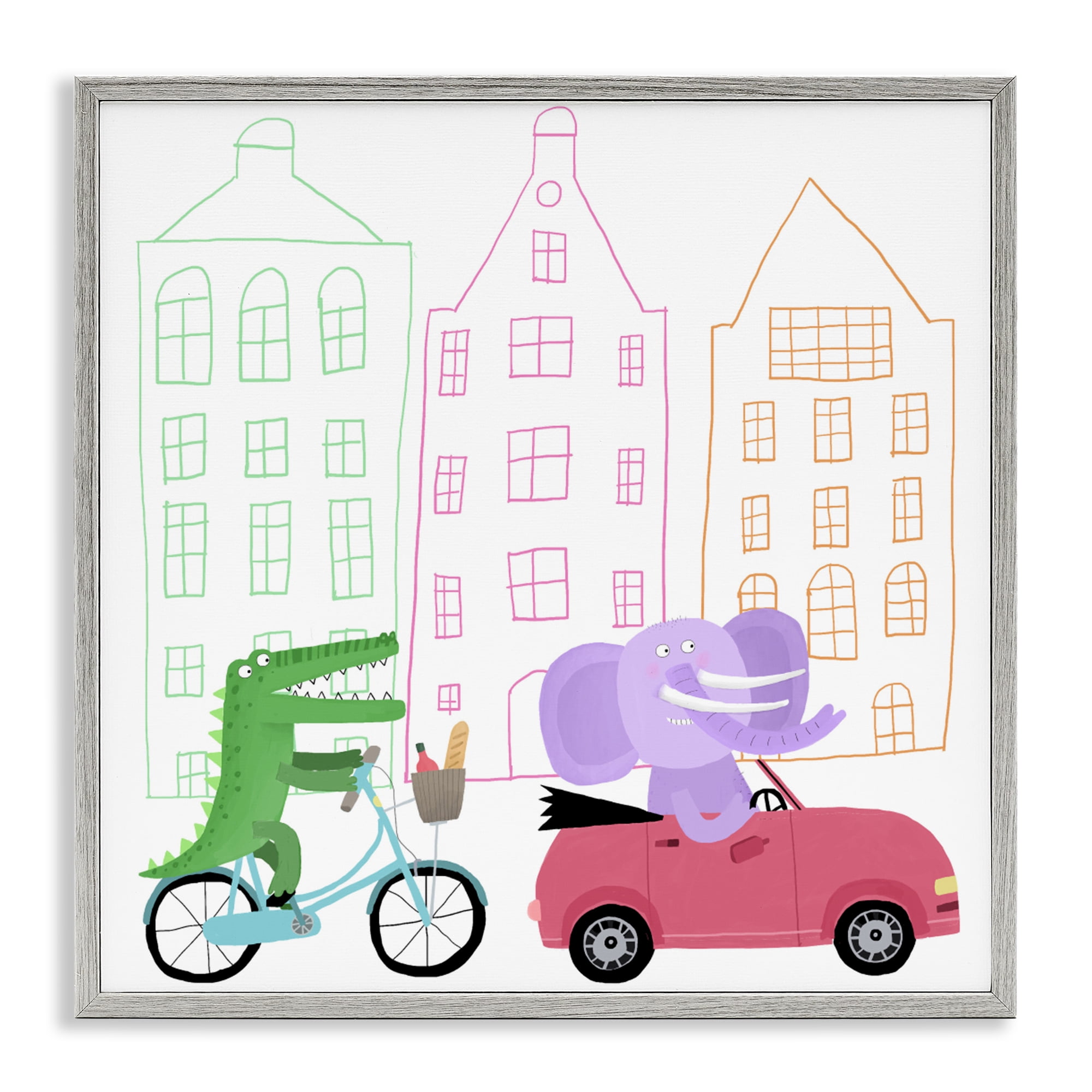 Stupell Industries Amsterdam Buildings & Animals Gray Framed Giclee Art, design by Carla Daly