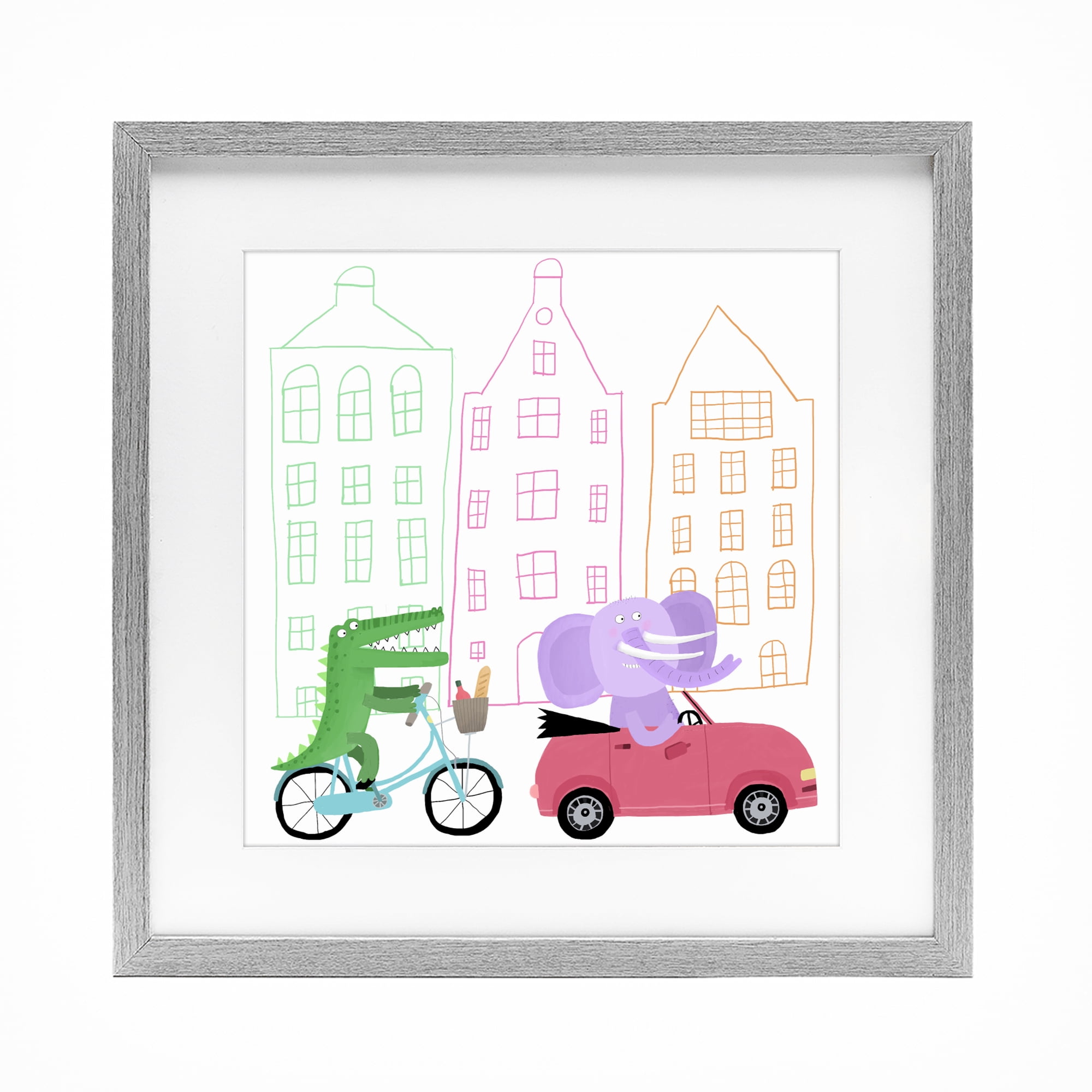 Stupell Industries Amsterdam Buildings & Animals Gray Framed Print Under Glass, design by Carla Daly