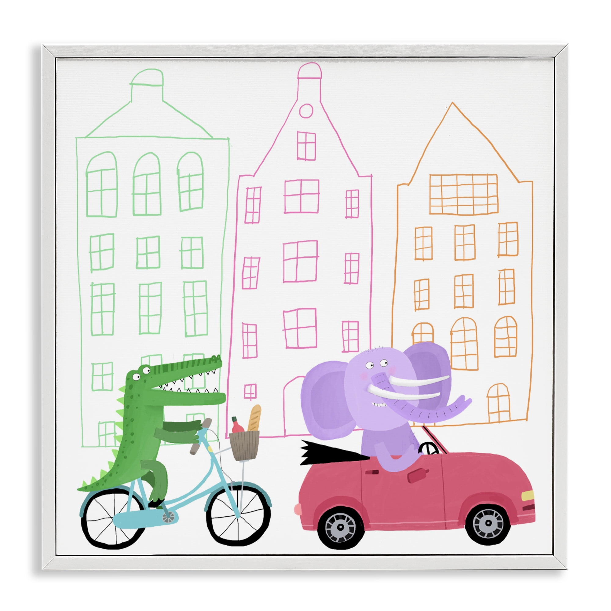 Stupell Industries Amsterdam Buildings & Animals White Framed Giclee Art, design by Carla Daly