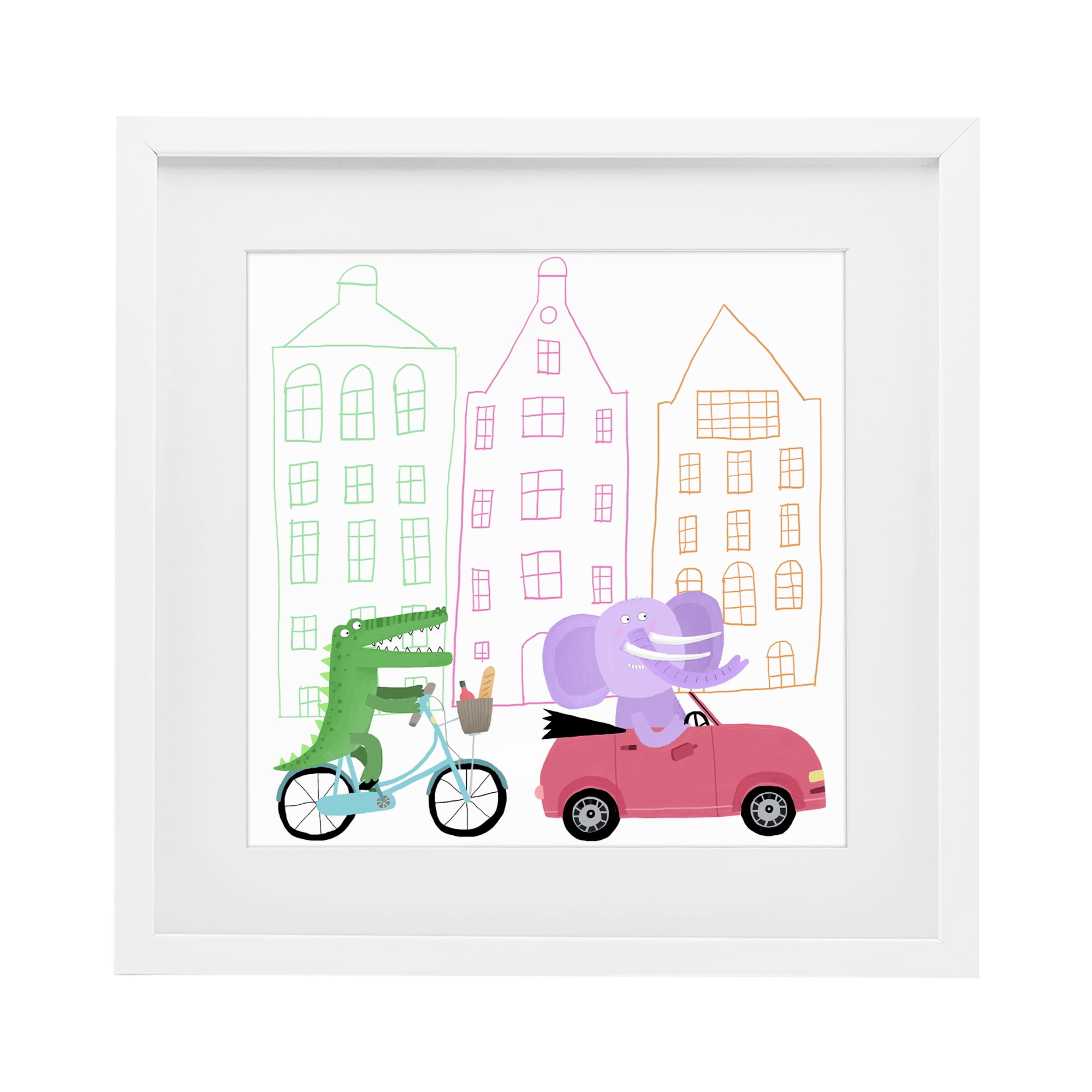 Stupell Industries Amsterdam Buildings & Animals White Framed Print Under Glass, design by Carla Daly
