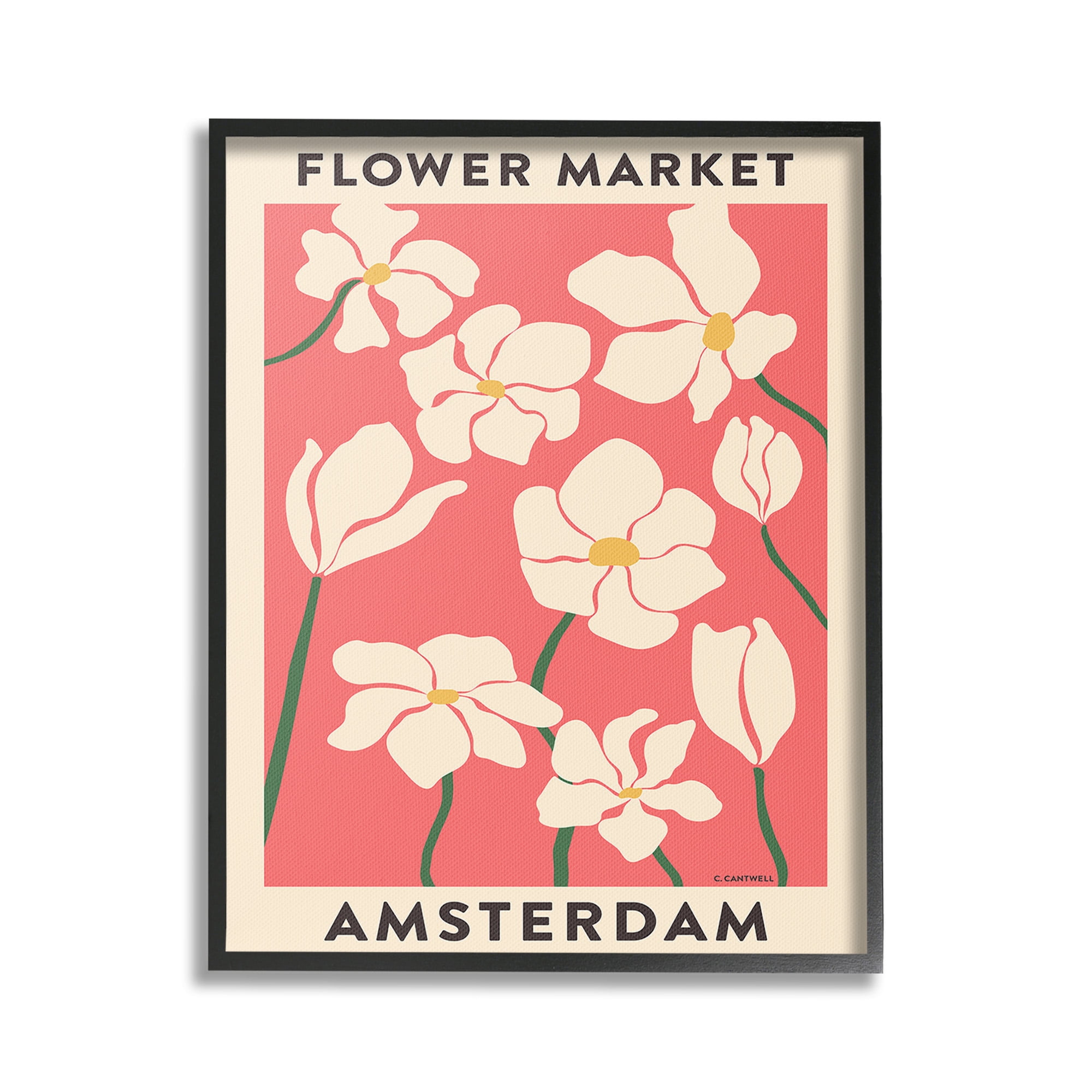 Stupell Industries Amsterdam Flower Market Botanical & Floral Painting Black Framed Art Print Wall Art, 24 x 30