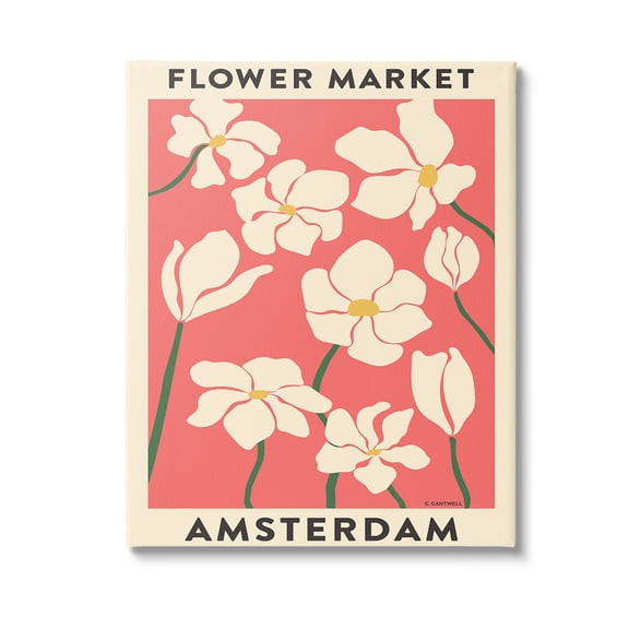 Stupell Industries Amsterdam Flower Market Botanical & Floral Painting Gallery Wrapped Canvas Art Print Wall Art, 16 x 20