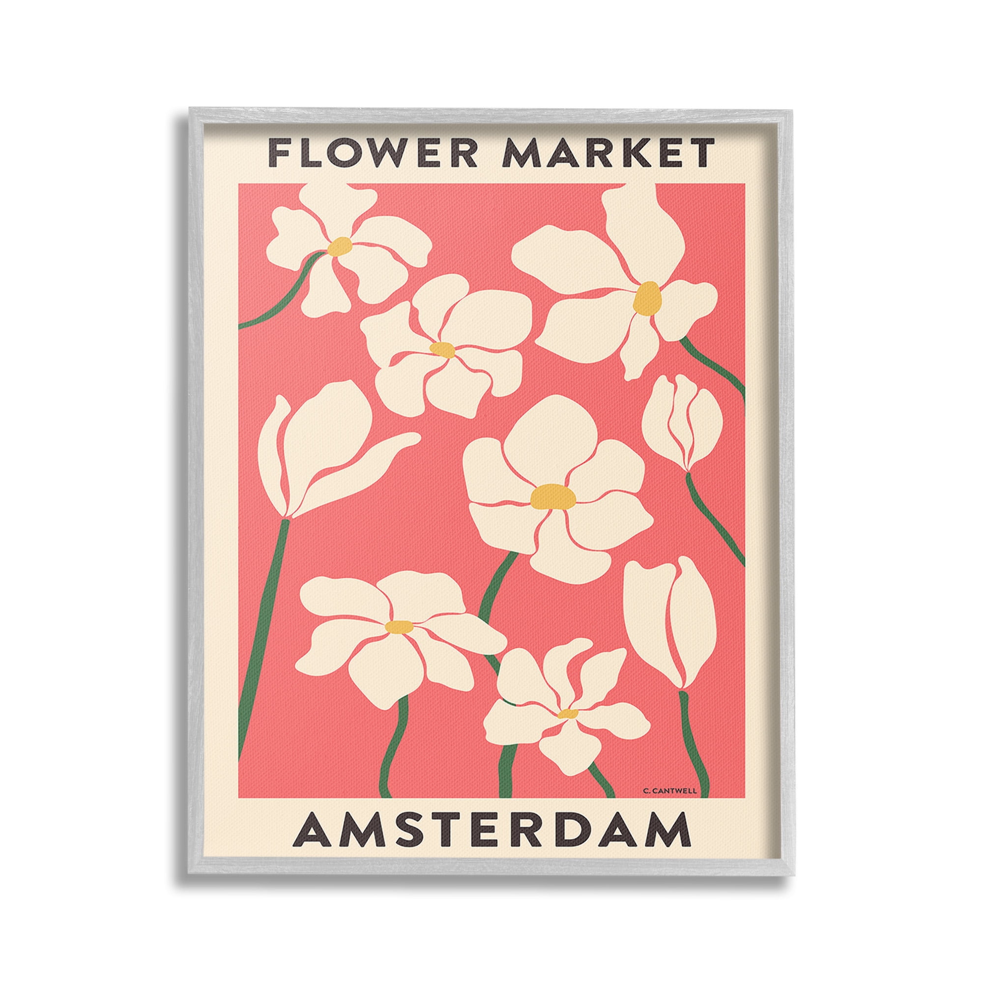 Stupell Industries Amsterdam Flower Market Botanical & Floral Painting Gray Framed Art Print Wall Art, 24 x 30