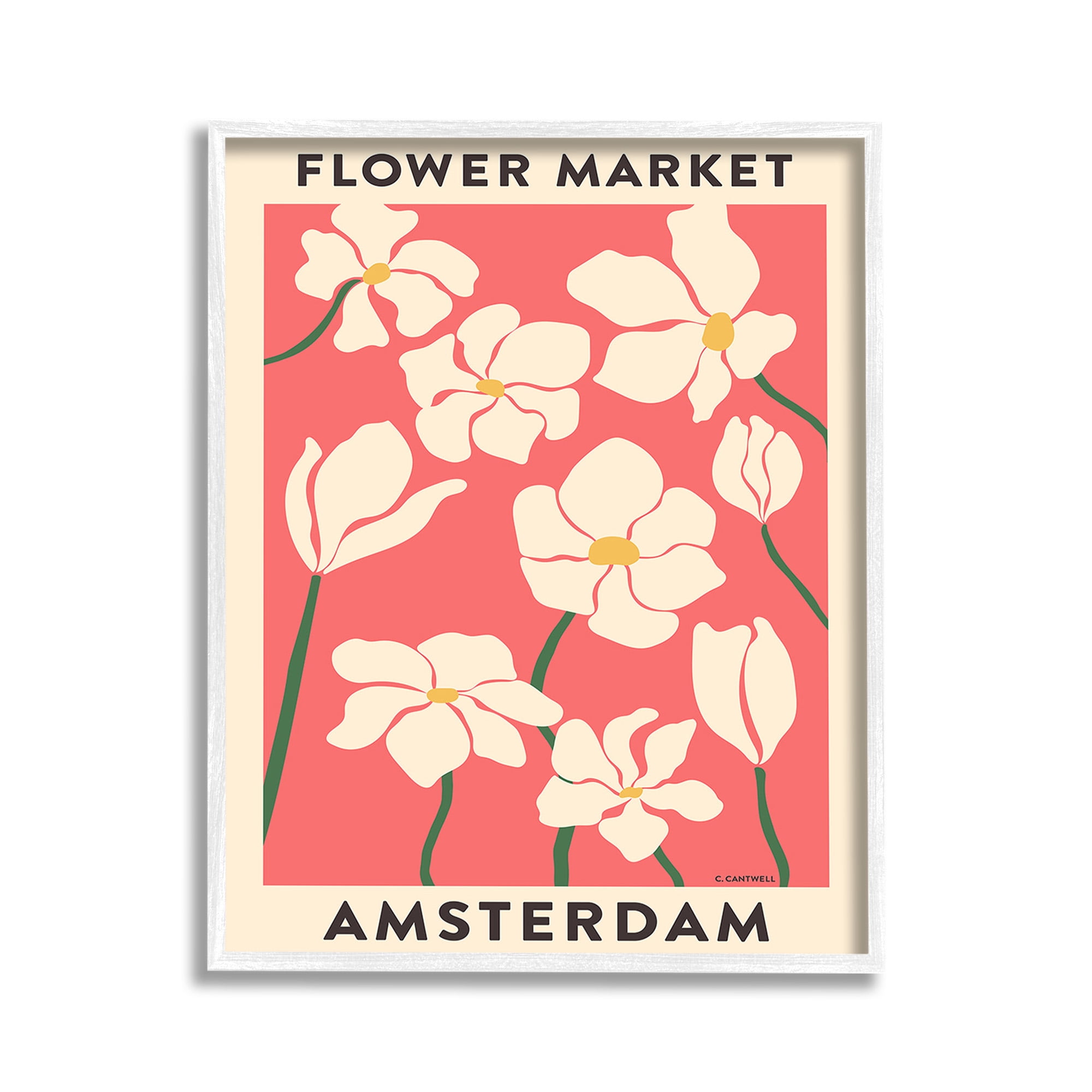 Stupell Industries Amsterdam Flower Market Botanical & Floral Painting White Framed Art Print Wall Art, 11 x 14