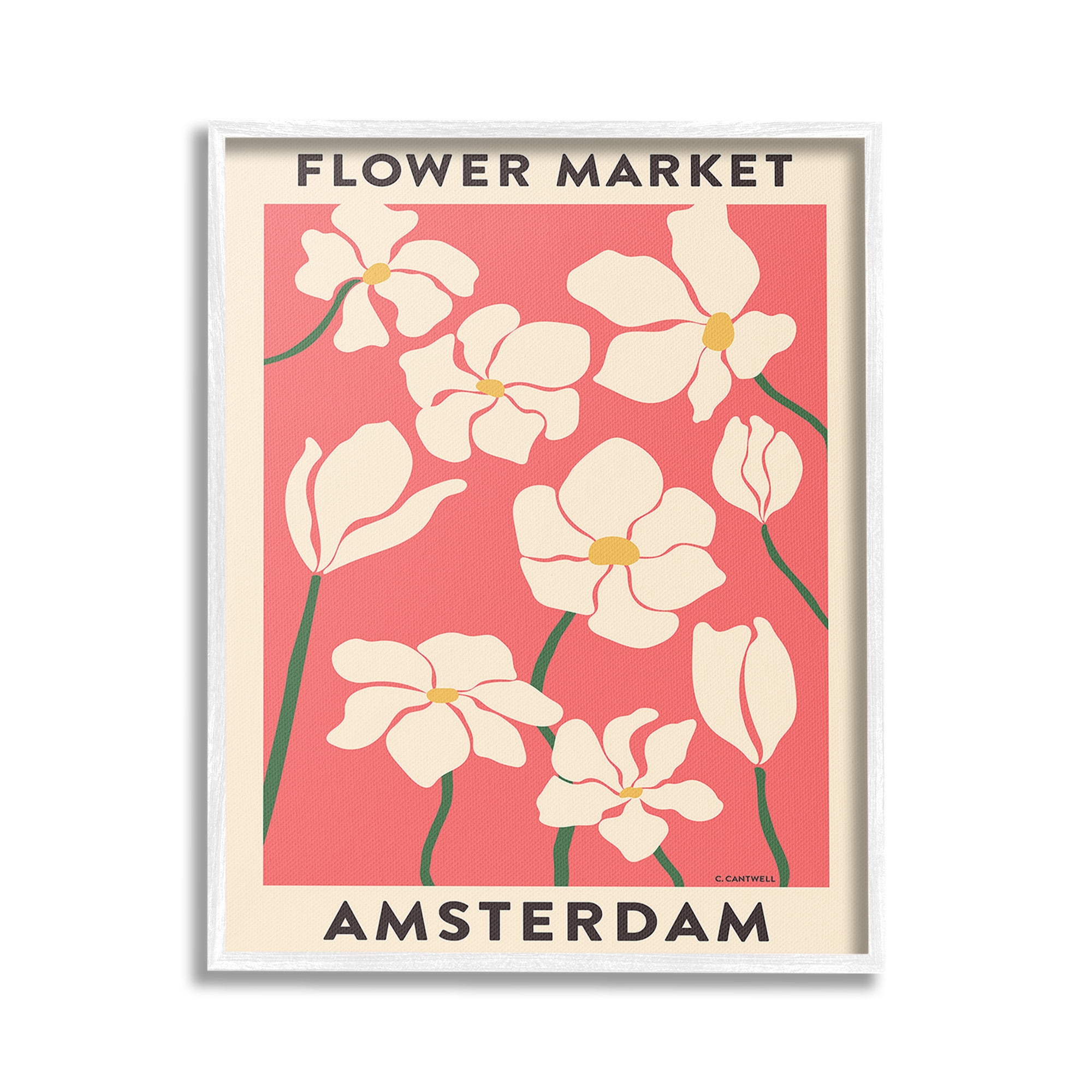 Stupell Industries Amsterdam Flower Market Botanical & Floral Painting White Framed Art Print Wall Art, 16 x 20