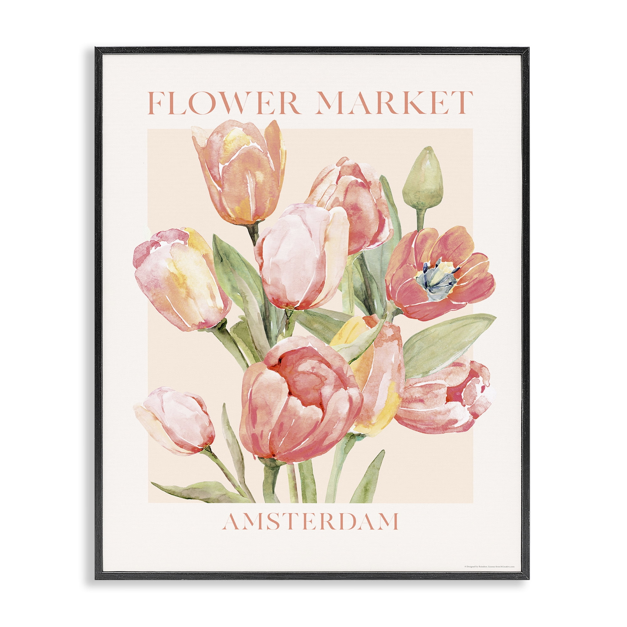 Stupell Industries Amsterdam Flower Market Plants & Flowers Painting Black Framed Art Print Wall Art, 16 x 20