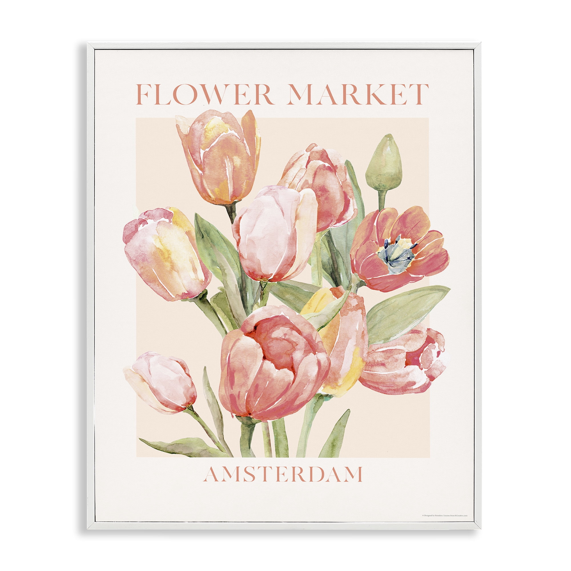 Stupell Industries Amsterdam Flower Market Plants & Flowers Painting White Framed Art Print Wall Art, 11 x 14