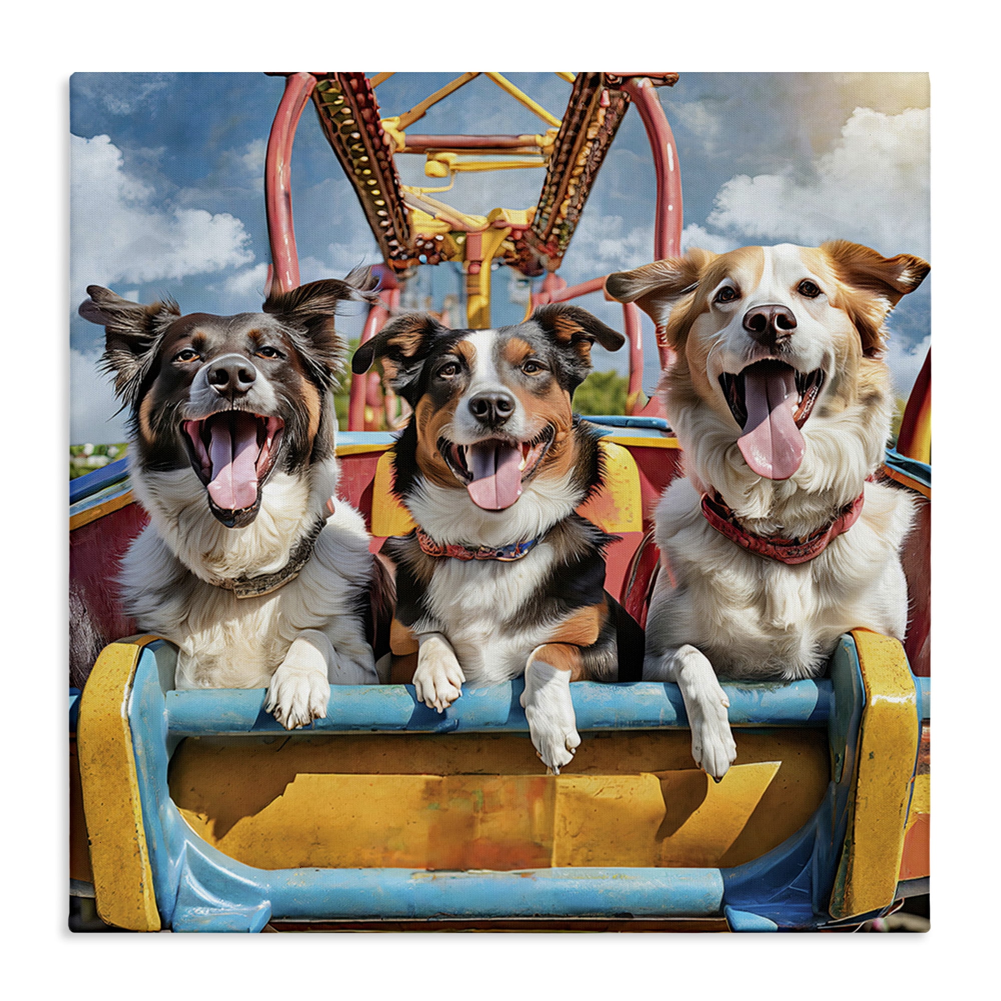 Stupell Industries Amusement Park Dogs Animals Painting Wrapped Canvas Canvas Art Print Wall Art, 30 x 30