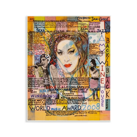 Stupell Industries Amy Winehouse Collage People Drawing Unframed Art Print Wall Art, 11 x 14