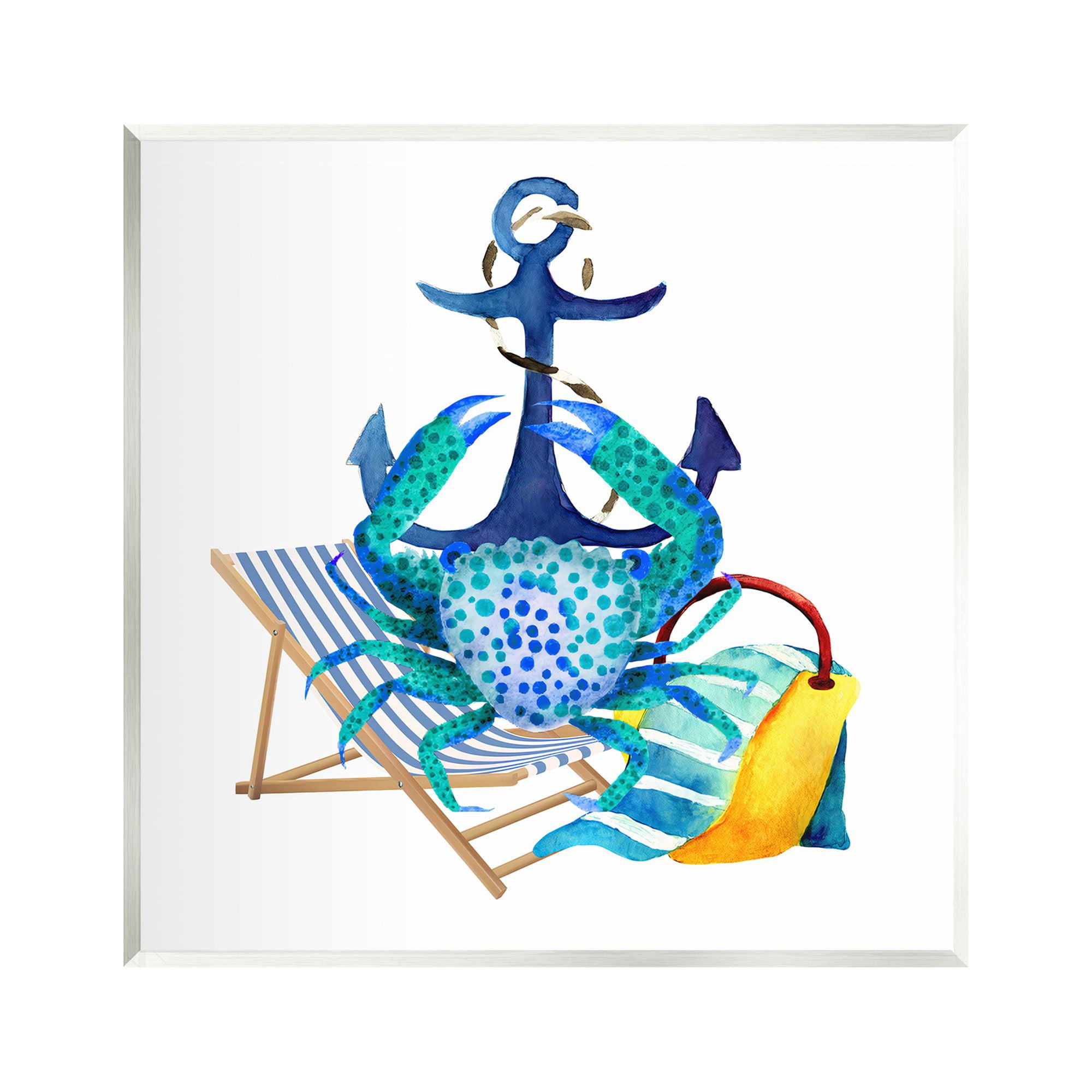 Stupell Industries Anchor & Beach Crab Animals & Insects Painting Unframed Art Print Wall Art, 12 x 12