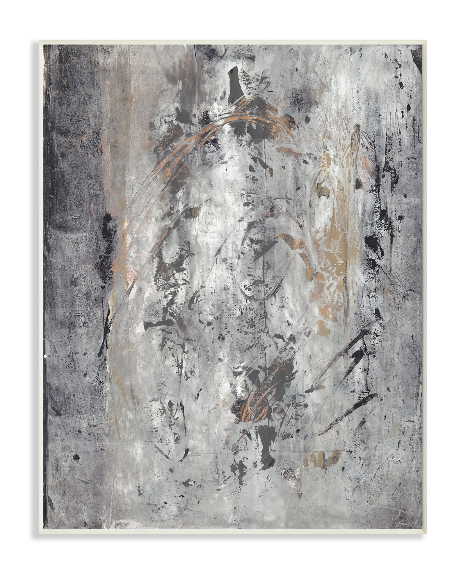 Stupell Industries Ancient Brush Stroke Abstract Black Brown Grey Wall Plaque, 10 x 15, Design by Joyce Combs