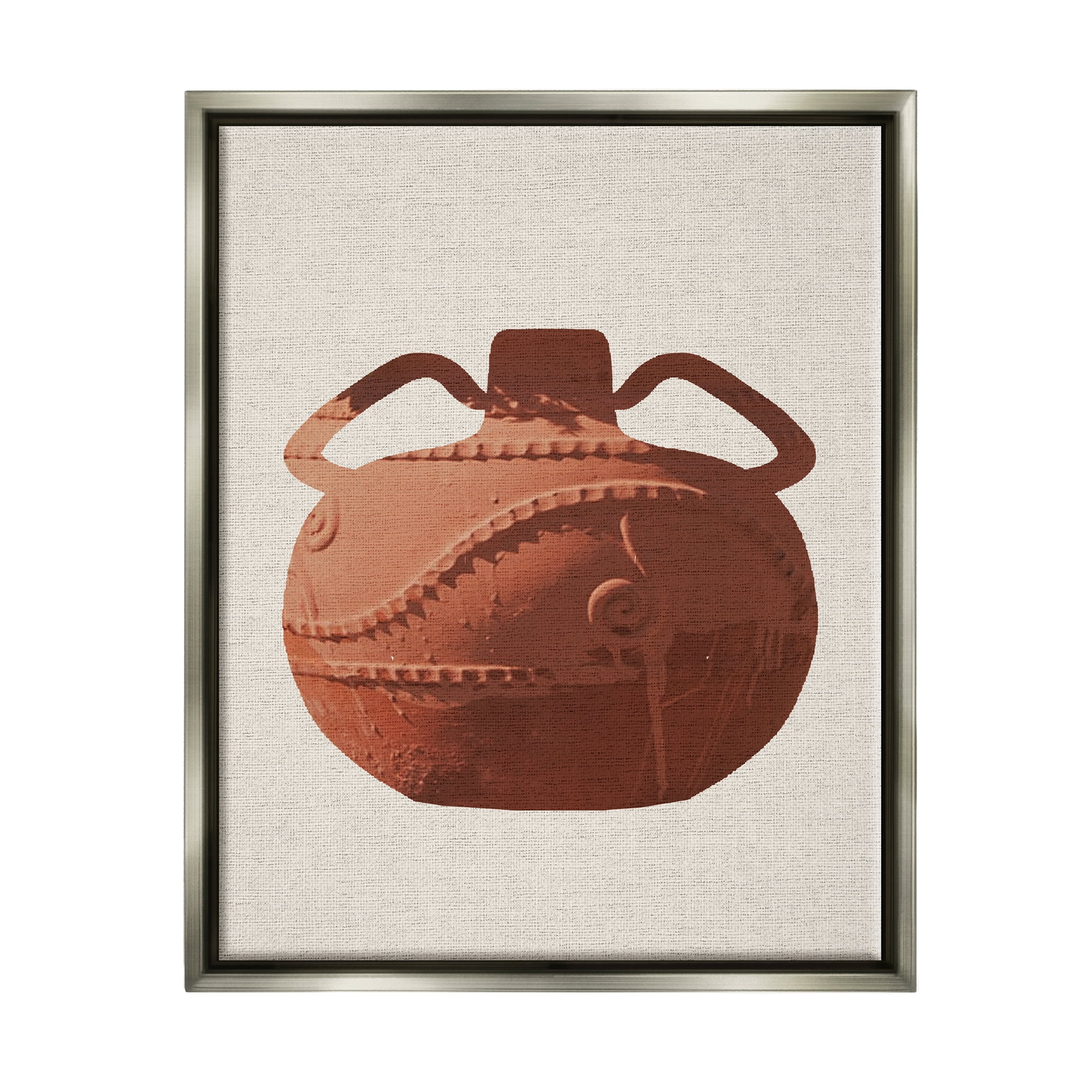 Stupell Industries Ancient Clay Urn Modern Still Life Brown Pottery Luster Gray Framed Floating Canvas Wall Art, 24x30, by Daphne Polselli