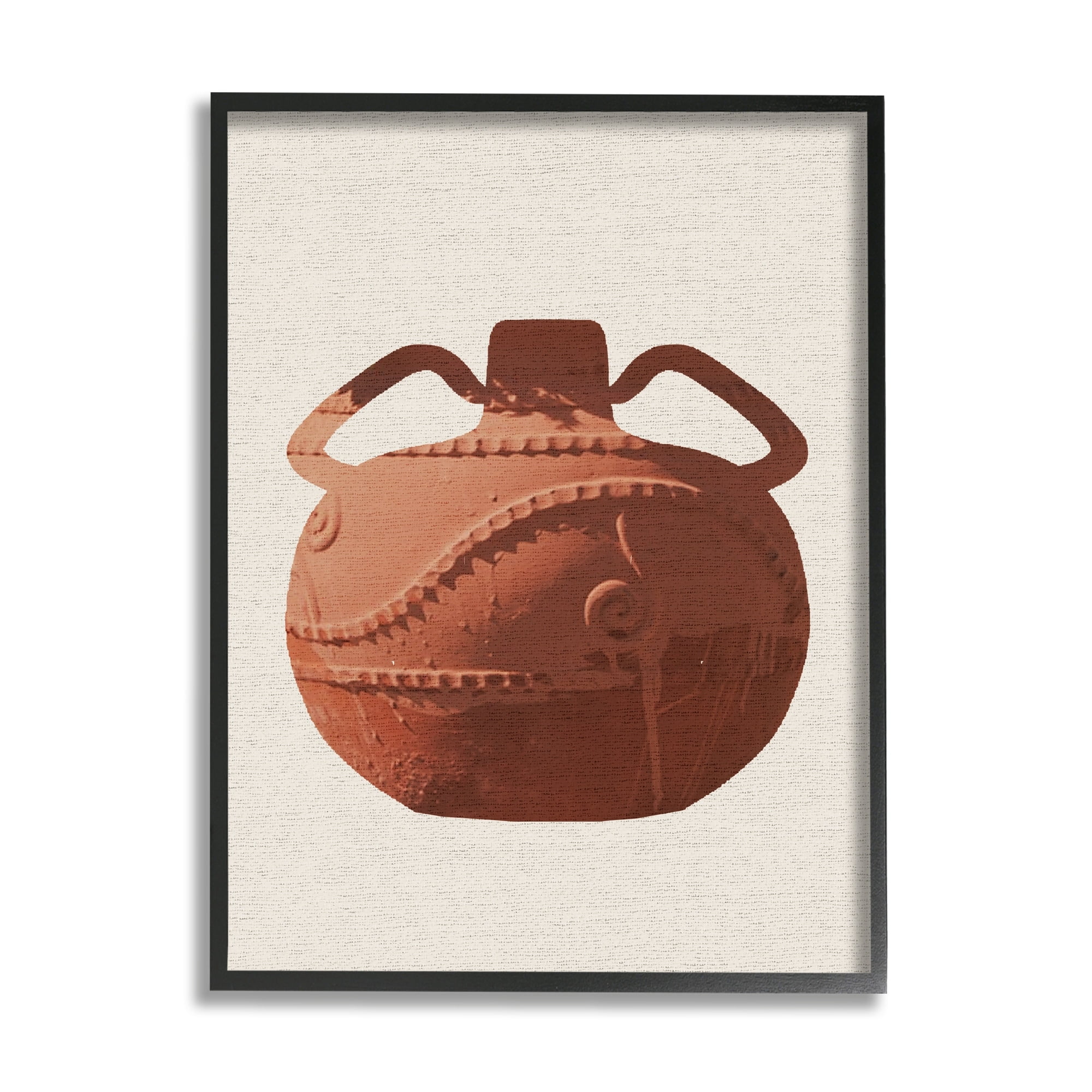 Stupell Industries Ancient Clay Urn Modern Still Life Brown Pottery Paintings Black Framed Art Print Wall Art, 24x30, by Daphne Polselli