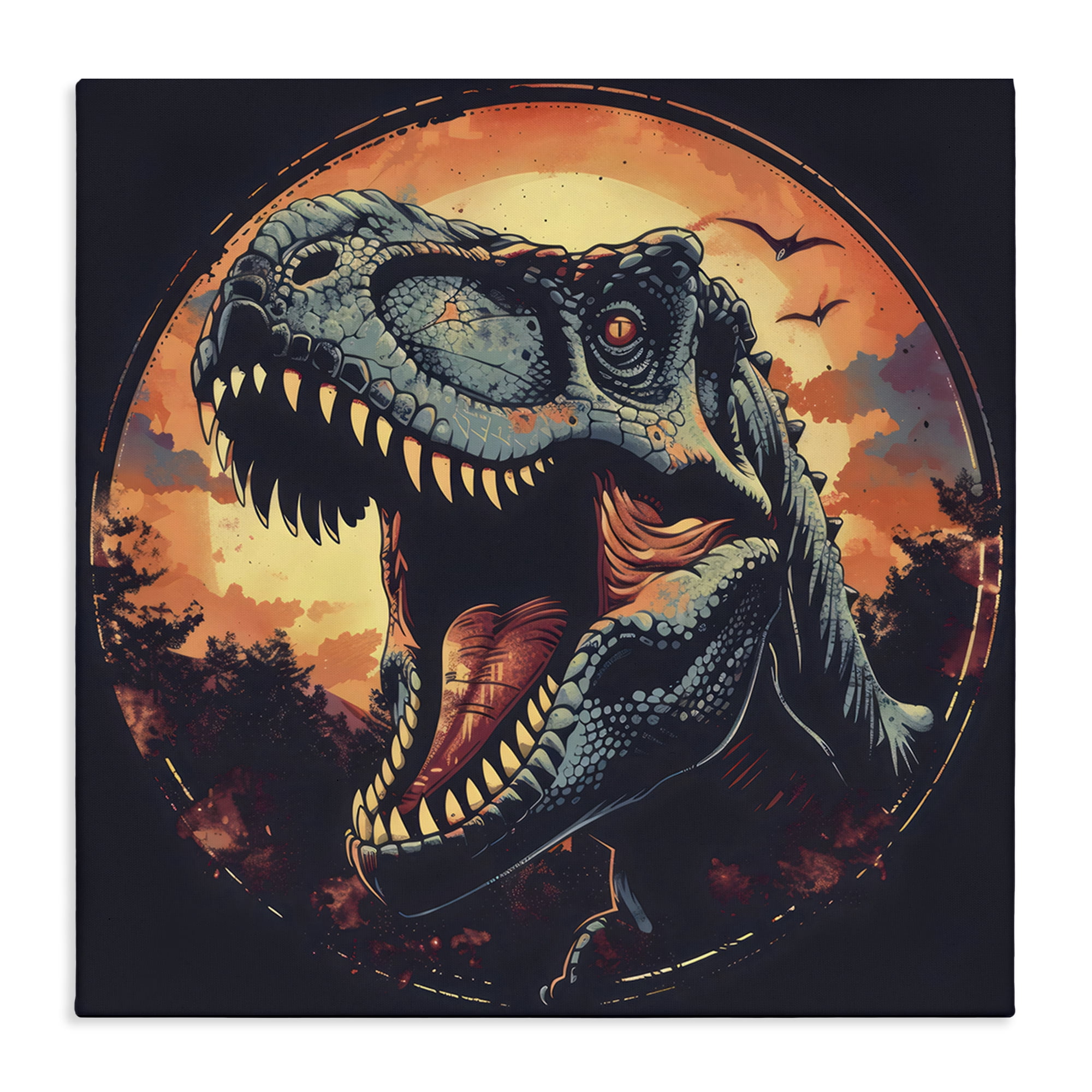 Stupell Industries Ancient Dino Roaring at Sunset Canvas Wall Art, design by Creative Studio