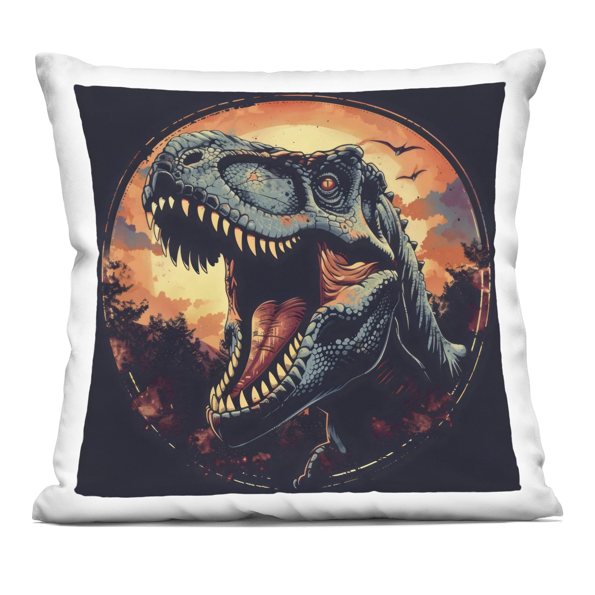 Stupell Industries Ancient Dino Roaring at Sunset Decorative Printed Throw Pillow, design by Creative Studio, 18 x 7 x 18
