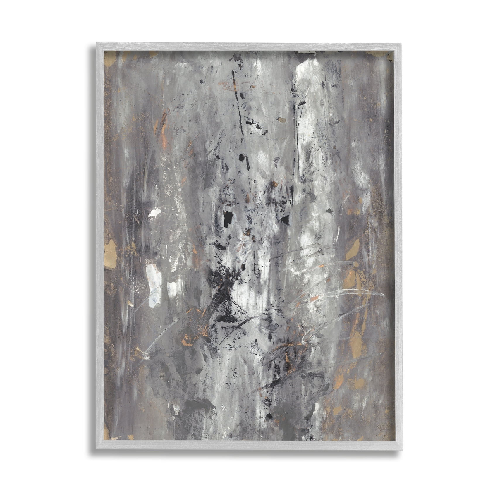Stupell Industries Ancient Mark Inspired Abstraction Grey Brown Design Grey Framed, 11 x 14, Design by Joyce Combs
