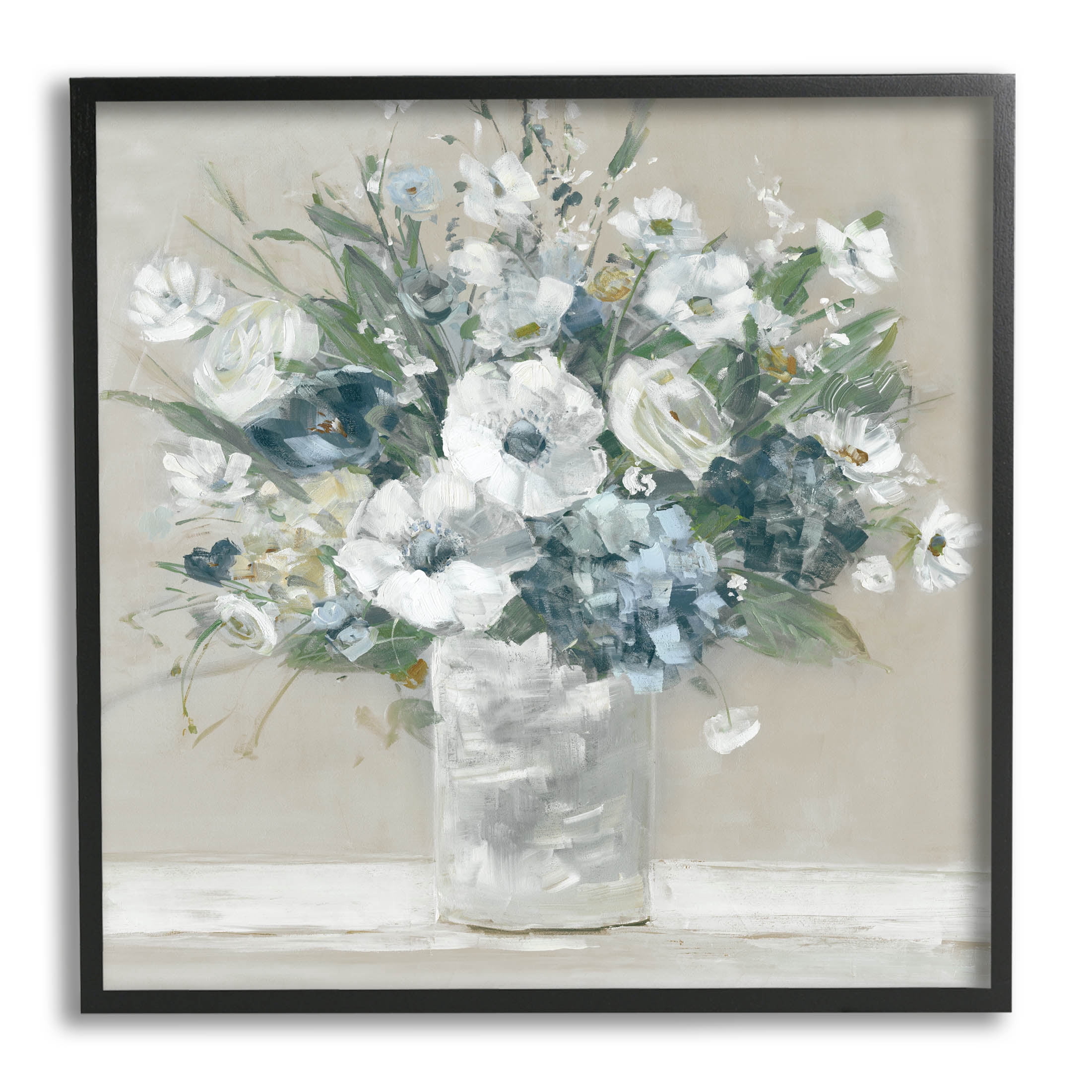 Stupell Industries Anemone Flower Arrangement Painting Black Framed Art Print Wall Art, Design by Sally Swatland