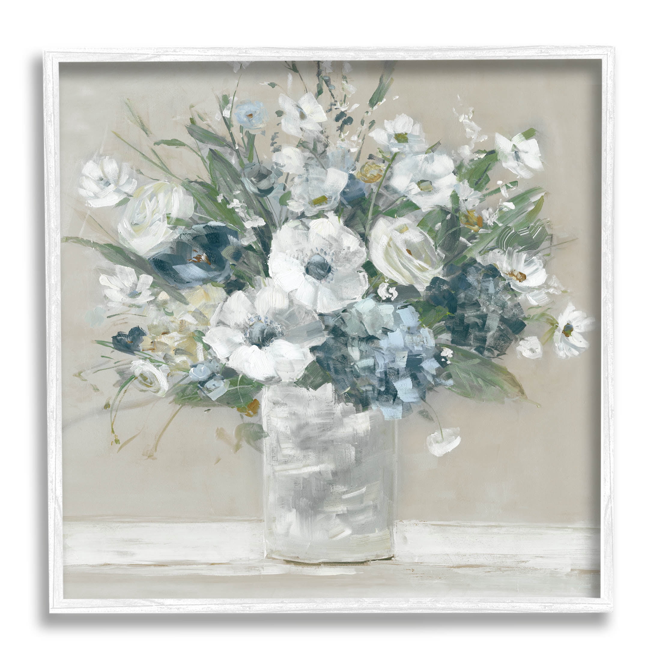 Stupell Industries Anemone Flower Arrangement Painting White Framed Art Print Wall Art, Design by Sally Swatland