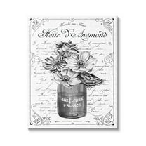 Stupell Industries Anemone Flower French Text Fancy Floral Border Graphic Art Gallery Wrapped Canvas Print Wall Art, Design by Lettered and Lined