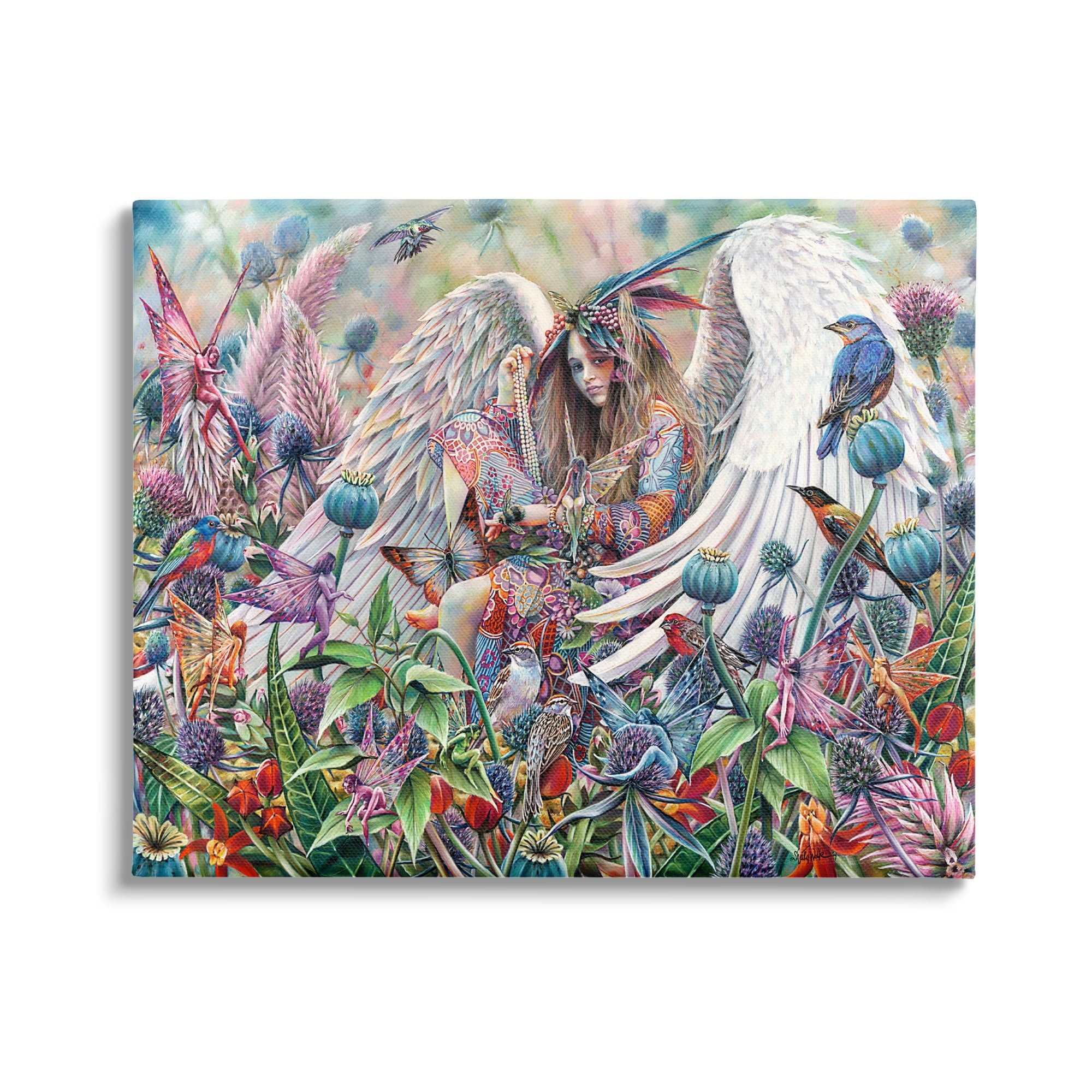 Vivid Meadow Angel Fantasy Canvas Wall Art, 30 x 24