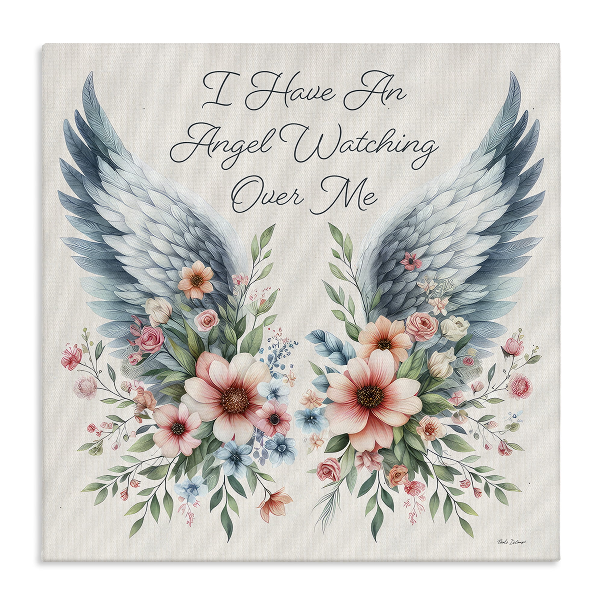 Stupell Industries Angel Watching Me Plants & Flowers Painting Wrapped Canvas Art Print Wall Art, 17 x 17