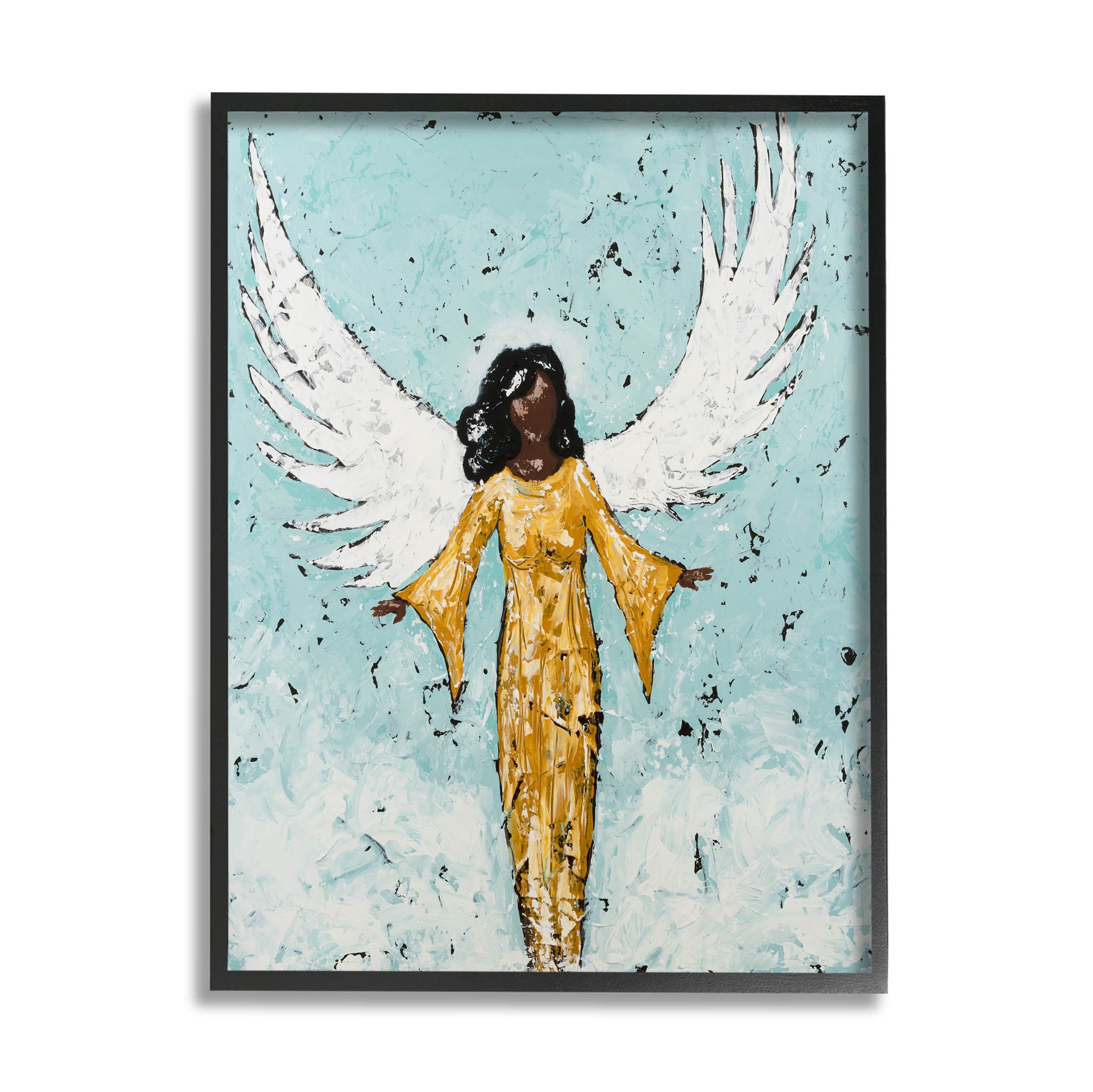 Stupell Industries Angel Wings Woman Portrait Painting Black Framed Art Print Wall Art, Design by Jade Reynolds