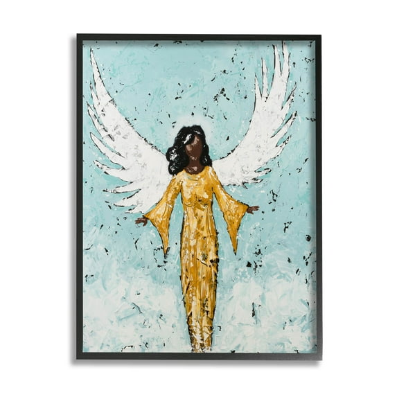 Stupell Industries Angel Wings Woman Portrait Painting Black Framed Art Print Wall Art, Design by Jade Reynolds